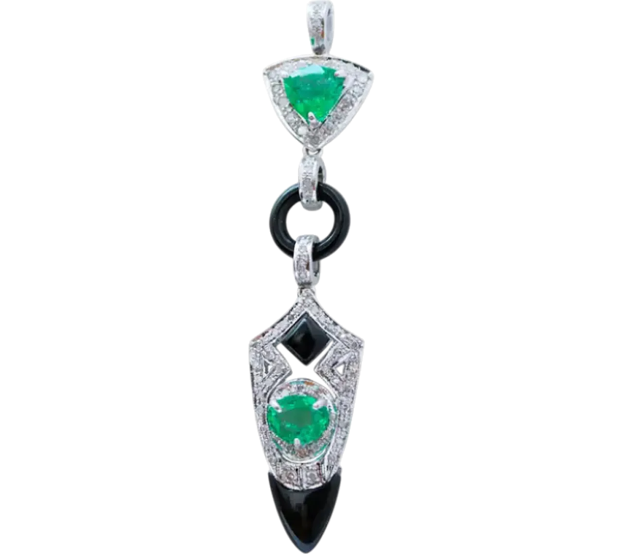 Necklace with onyx, emeralds, diamonds and platinum pendant, 1970s 7