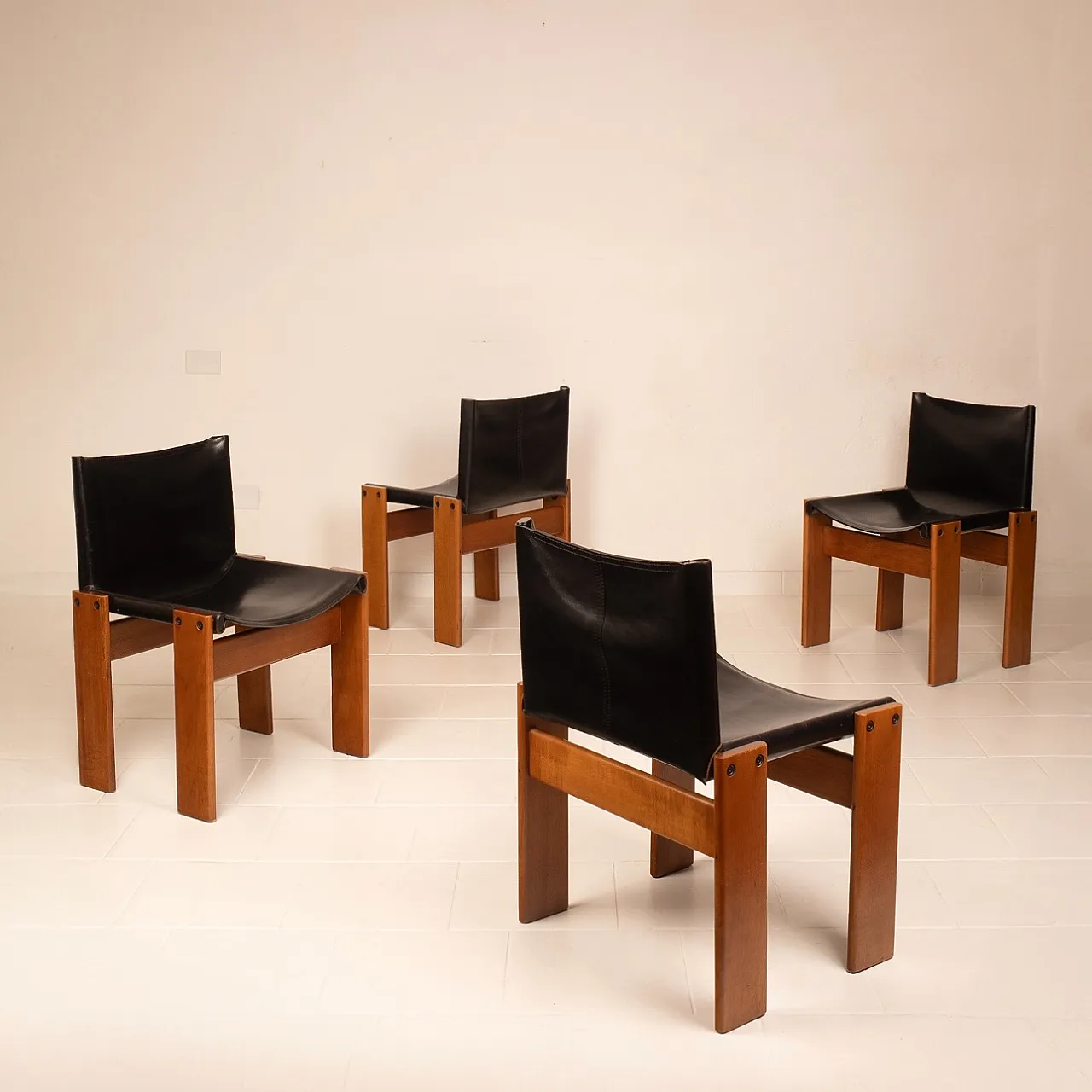 4 Sedie Monk di Afra e Tobia Scarpa per Molteni, anni '70 21