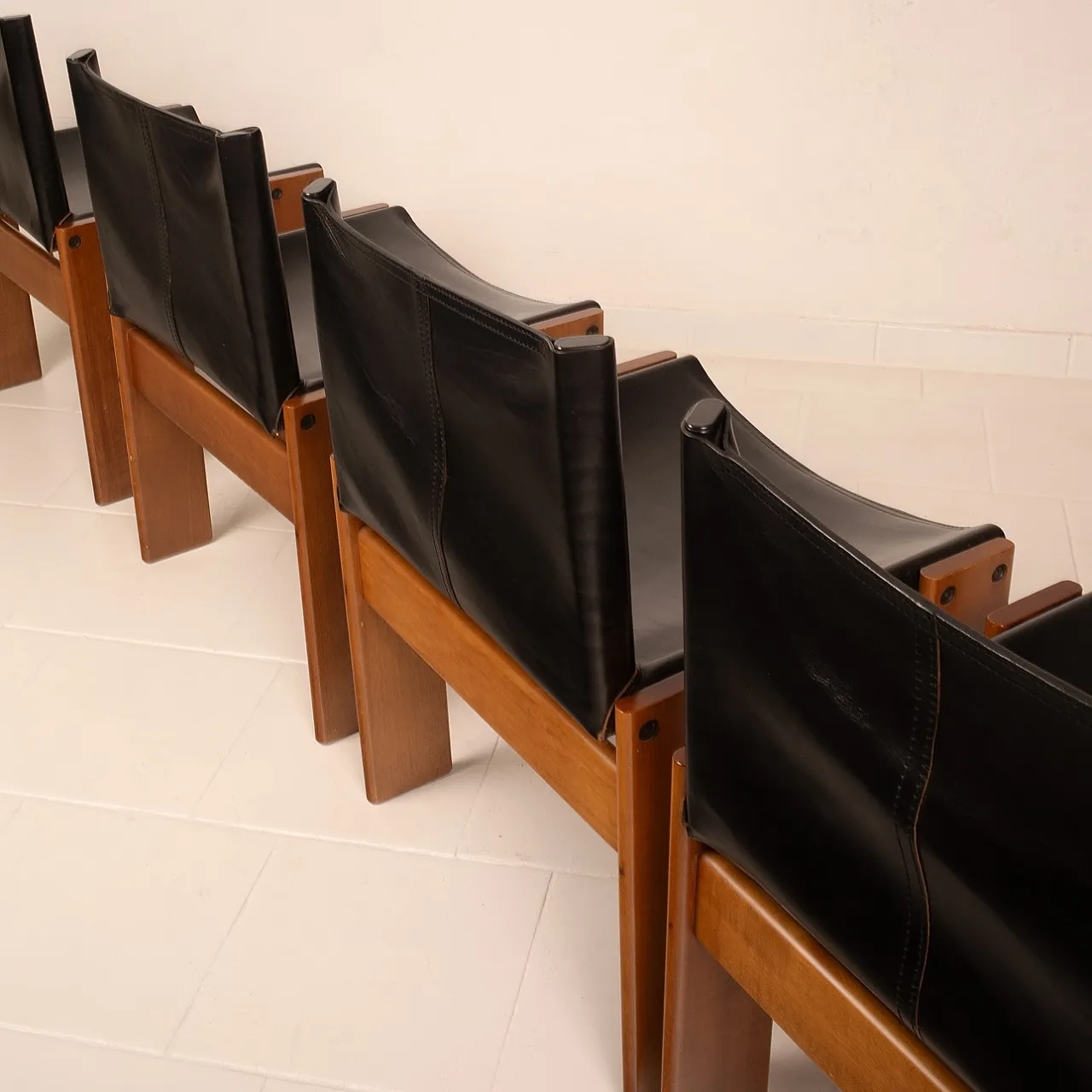 4 Sedie Monk di Afra e Tobia Scarpa per Molteni, anni '70 32