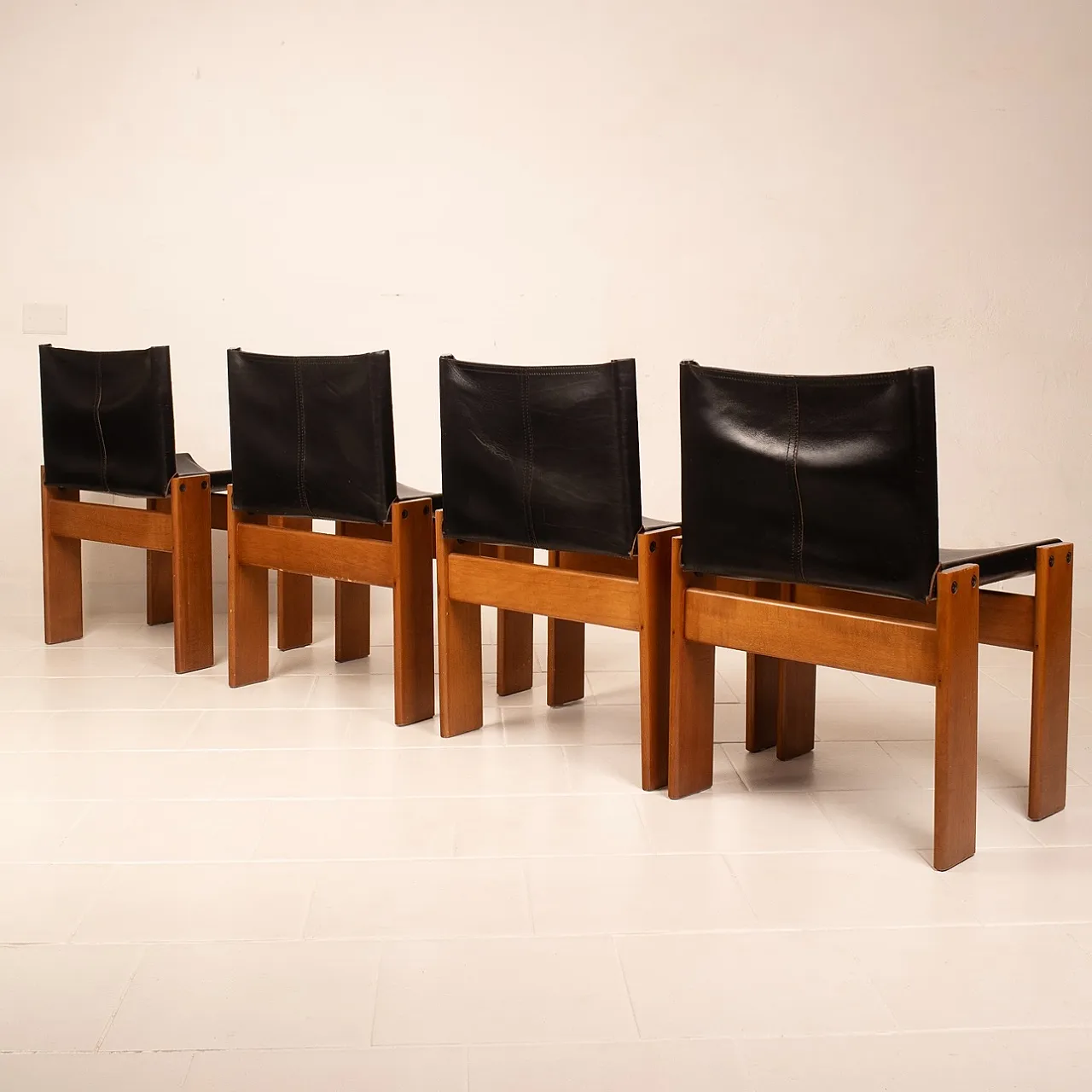 4 Sedie Monk di Afra e Tobia Scarpa per Molteni, anni '70 35