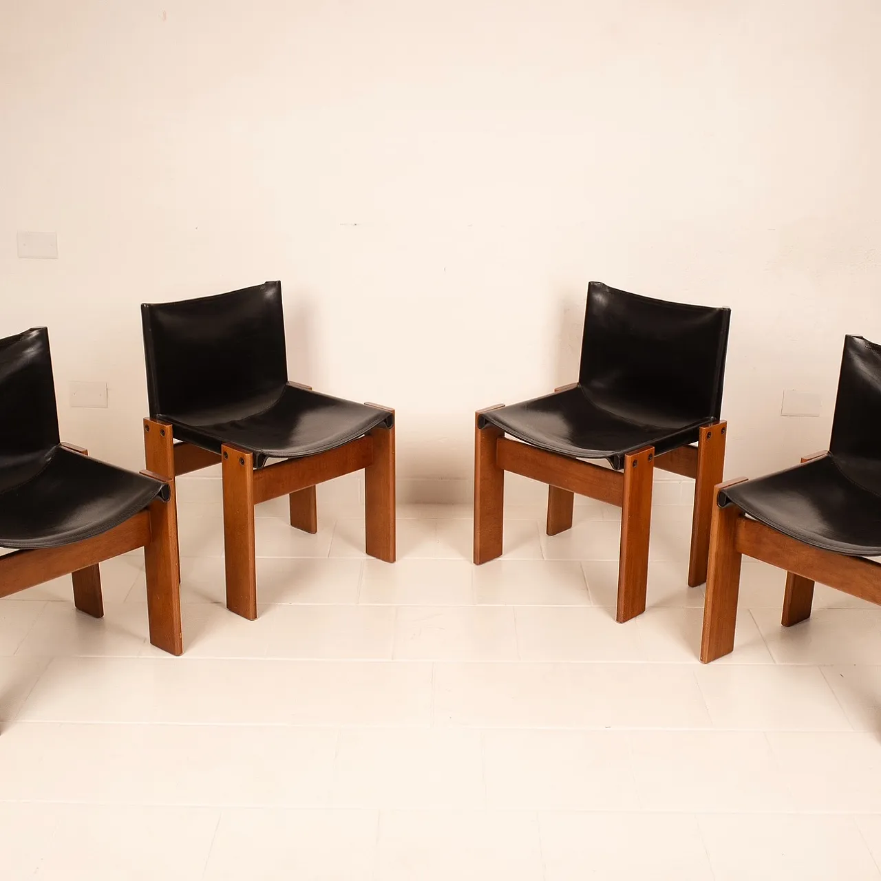 4 Sedie Monk di Afra e Tobia Scarpa per Molteni, anni '70 38