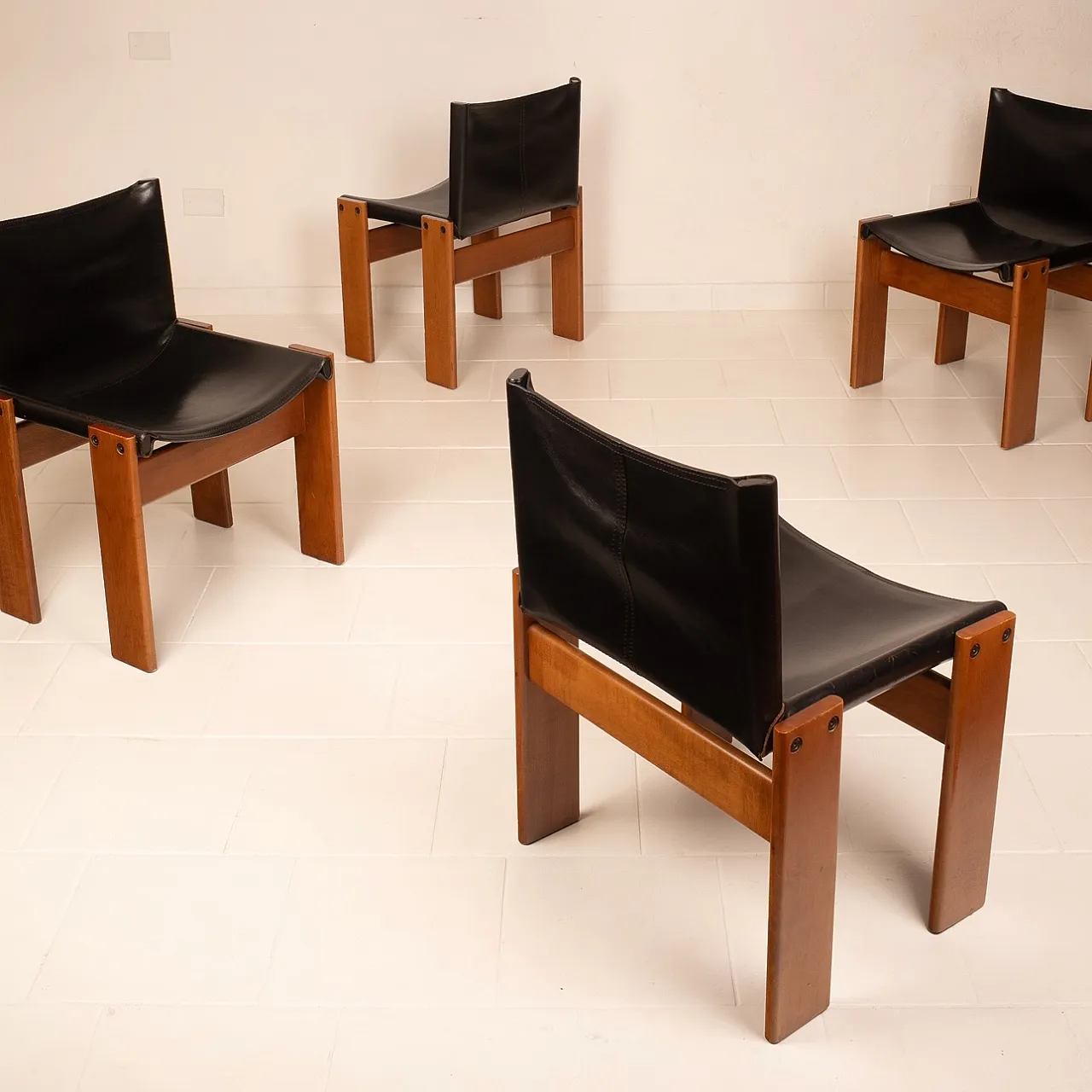 4 Sedie Monk di Afra e Tobia Scarpa per Molteni, anni '70 41