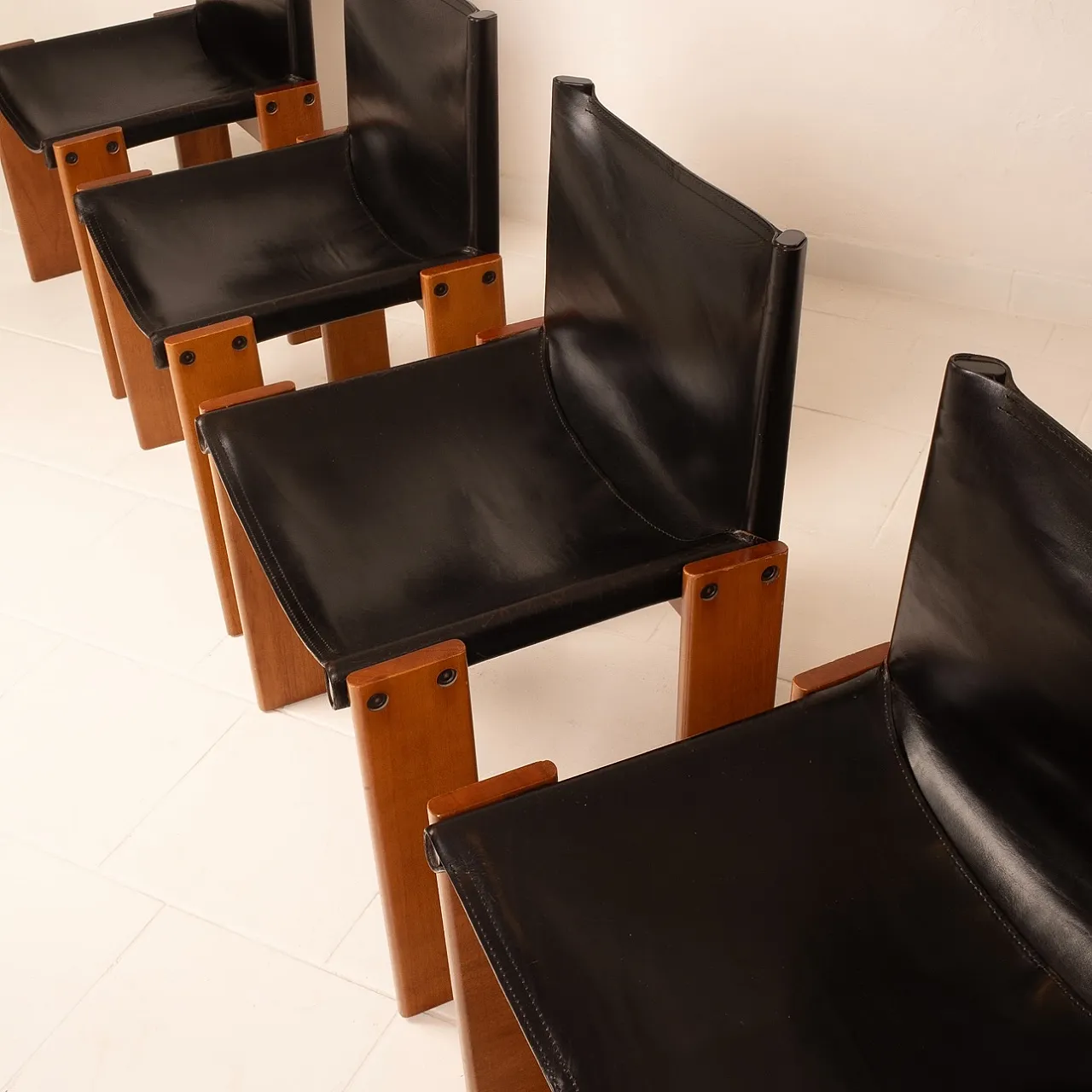 4 Sedie Monk di Afra e Tobia Scarpa per Molteni, anni '70 46