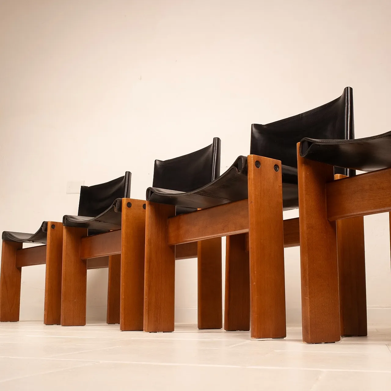 4 Sedie Monk di Afra e Tobia Scarpa per Molteni, anni '70 48