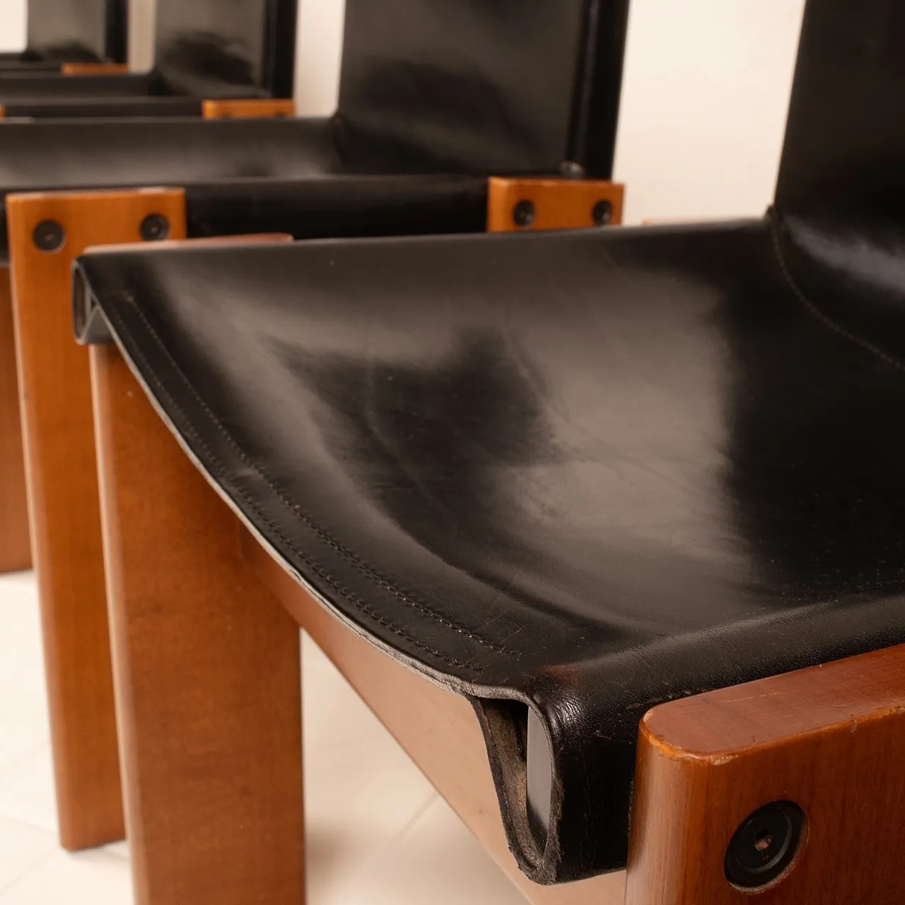 4 Sedie Monk di Afra e Tobia Scarpa per Molteni, anni '70 49