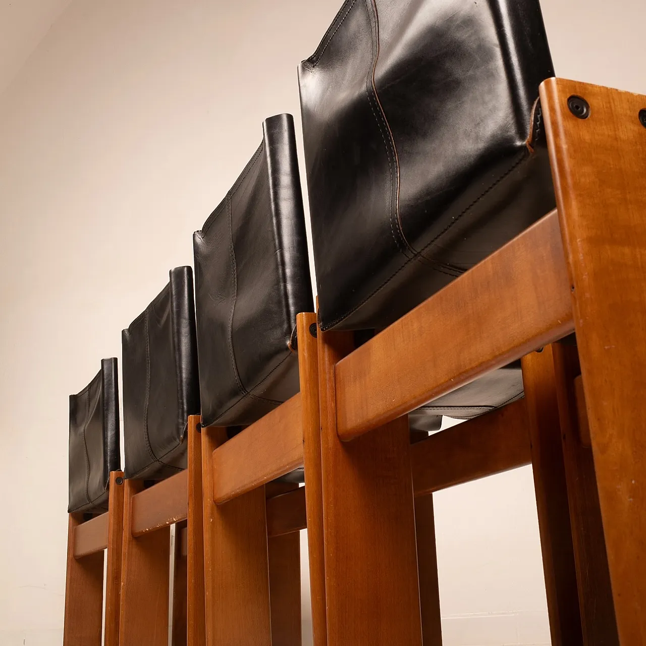 4 Sedie Monk di Afra e Tobia Scarpa per Molteni, anni '70 51