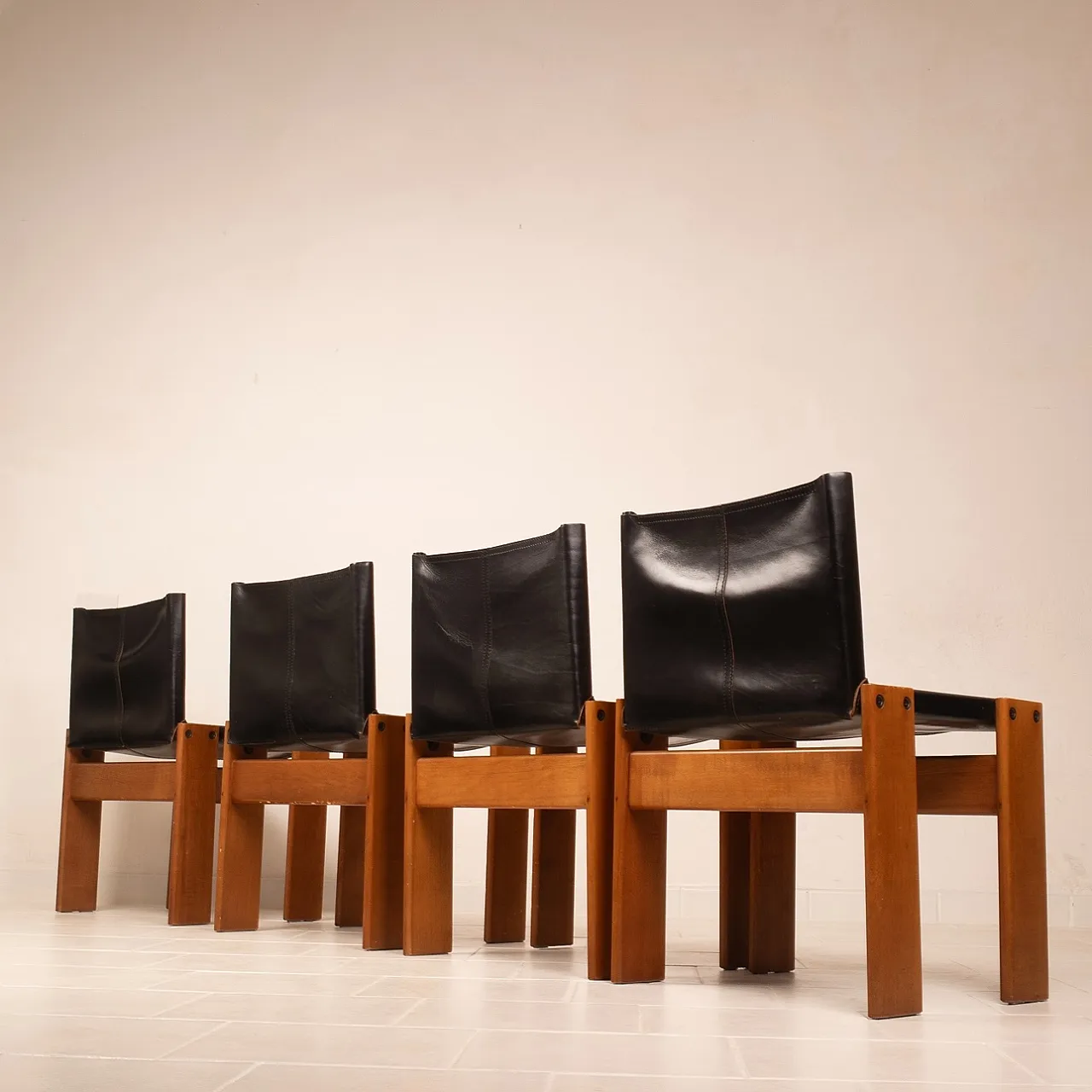 4 Sedie Monk di Afra e Tobia Scarpa per Molteni, anni '70 55