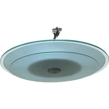 Double disc ceiling lamp in frosted glass, 1980s