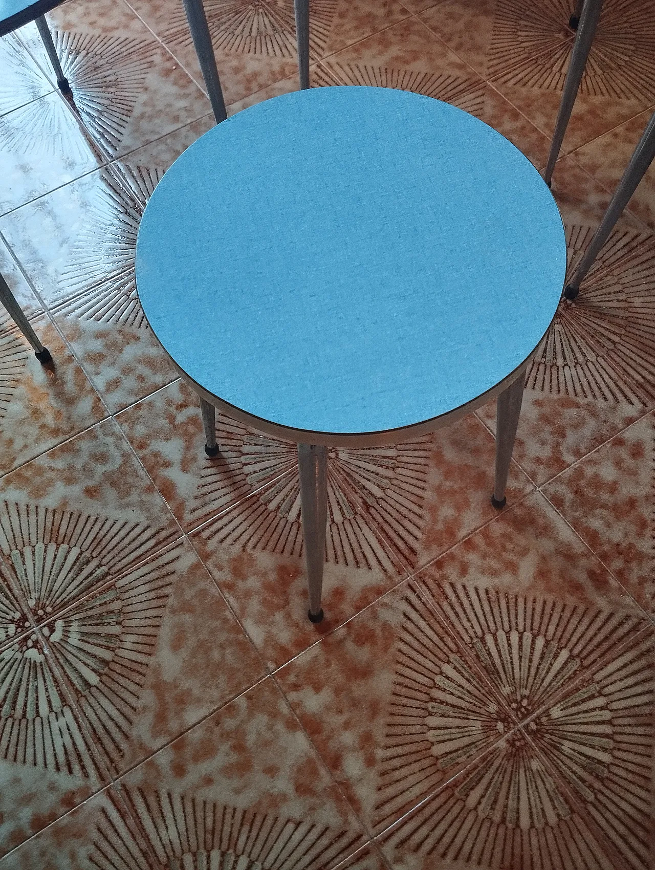 Stool in blue Formica, 70s 1