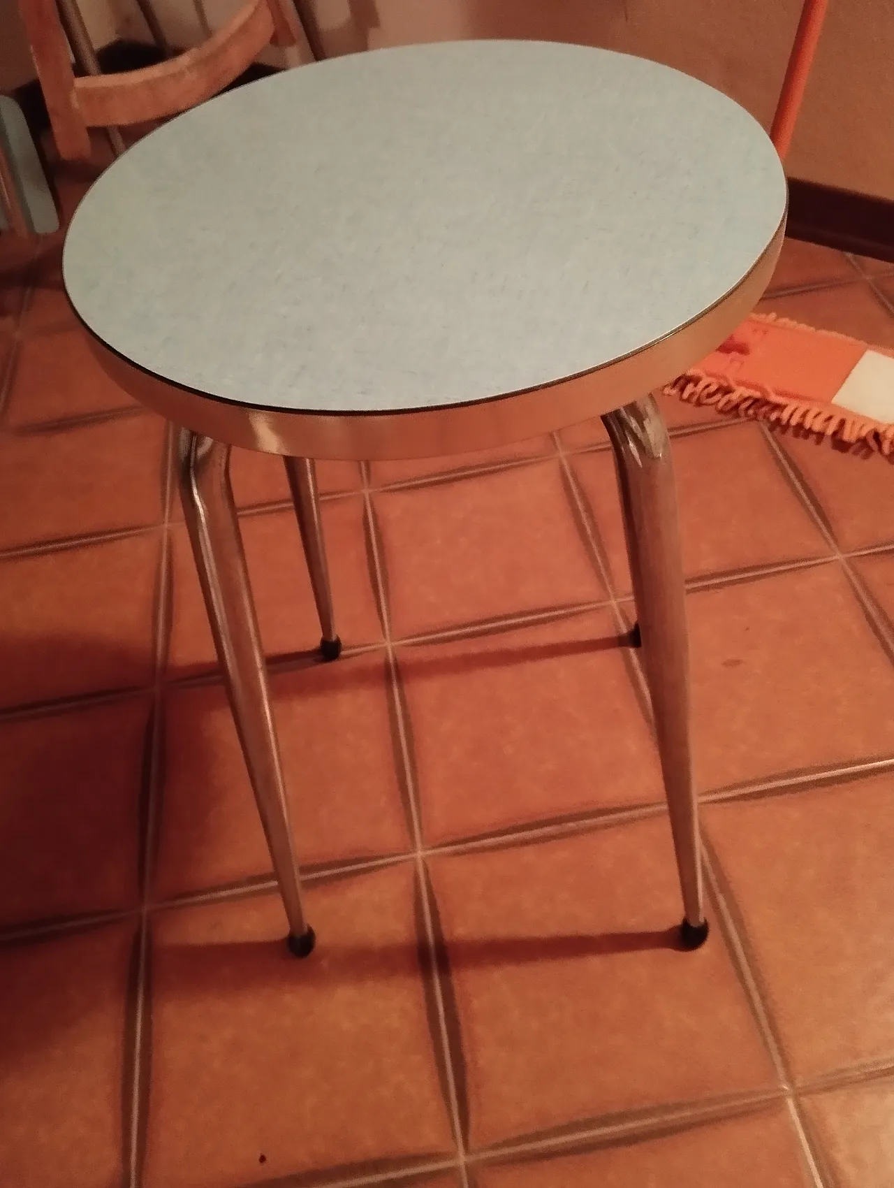Stool in blue Formica, 70s 4