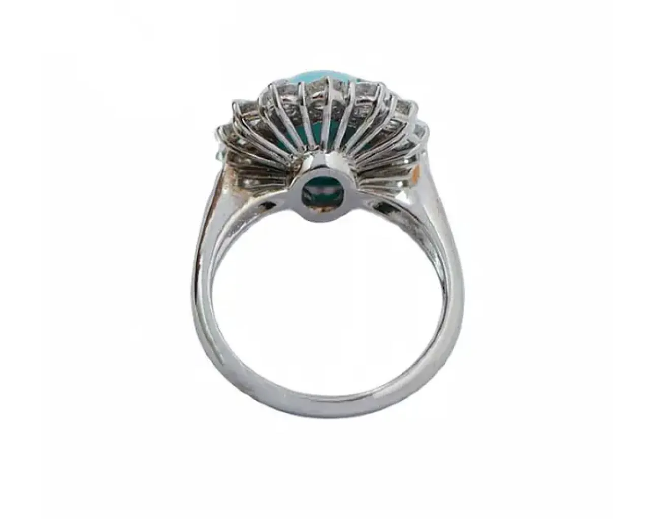 Modern white gold ring with turquoise and diamond, 2000s 3