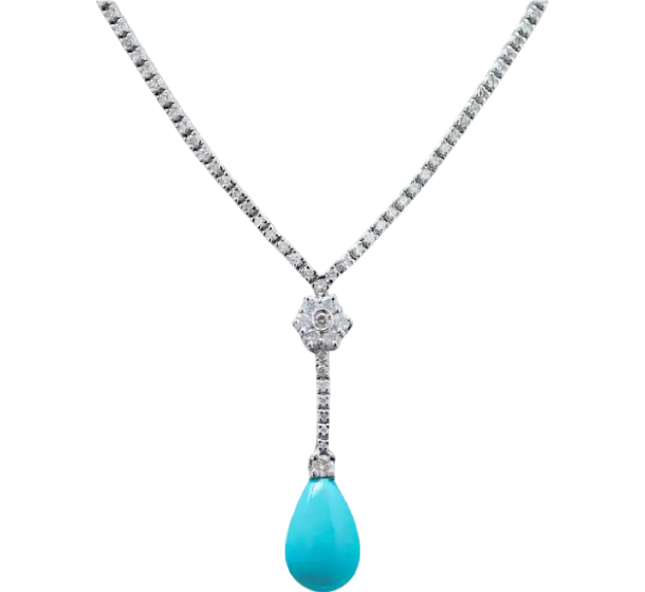 Tennis necklace in turquoise, diamonds and 14-carat white gold, 2000s 6