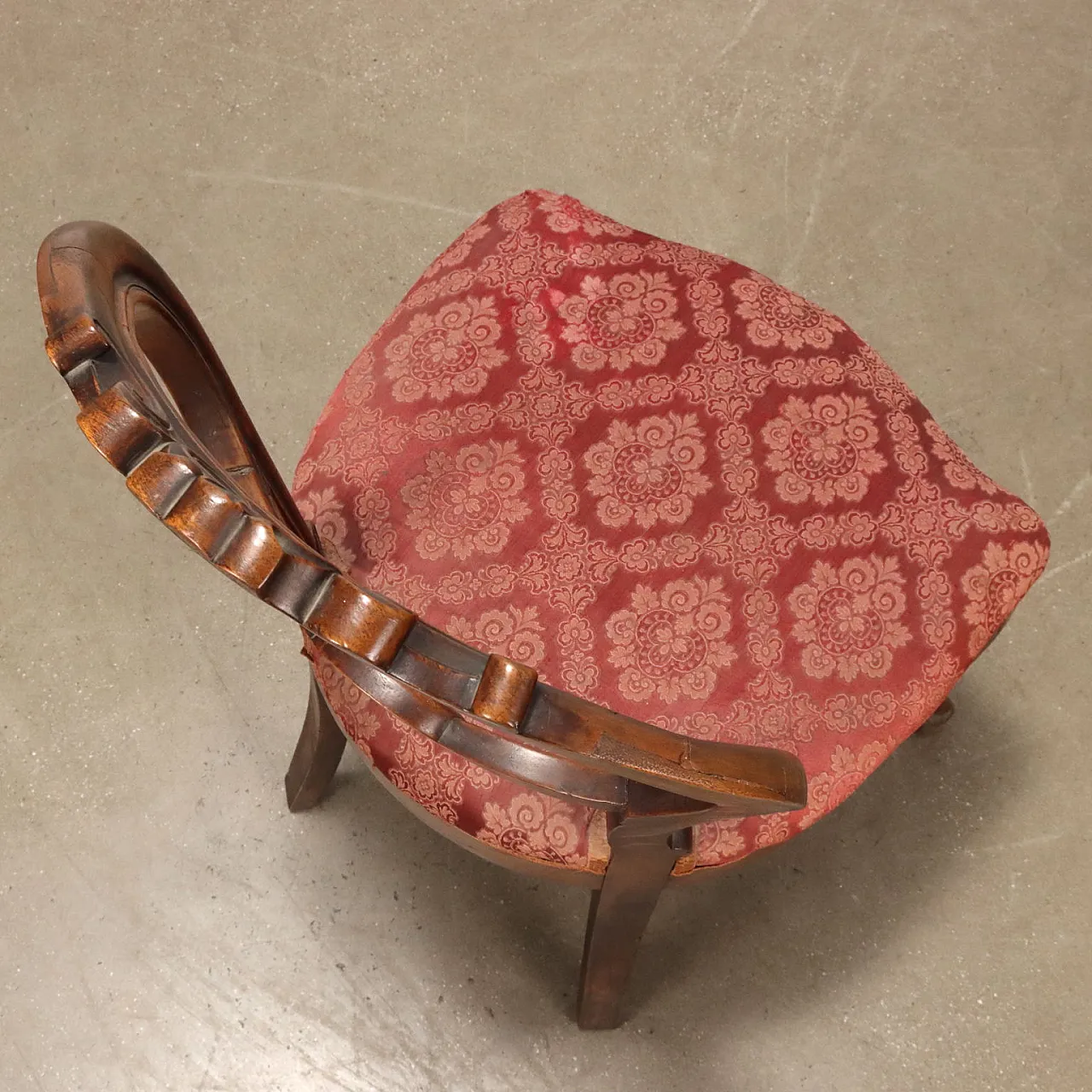Pair of Louis Philippe chairs in walnut & red fabric, 19th century 3