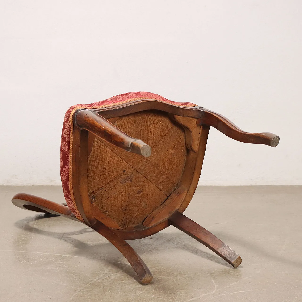 Pair of Louis Philippe chairs in walnut & red fabric, 19th century 8