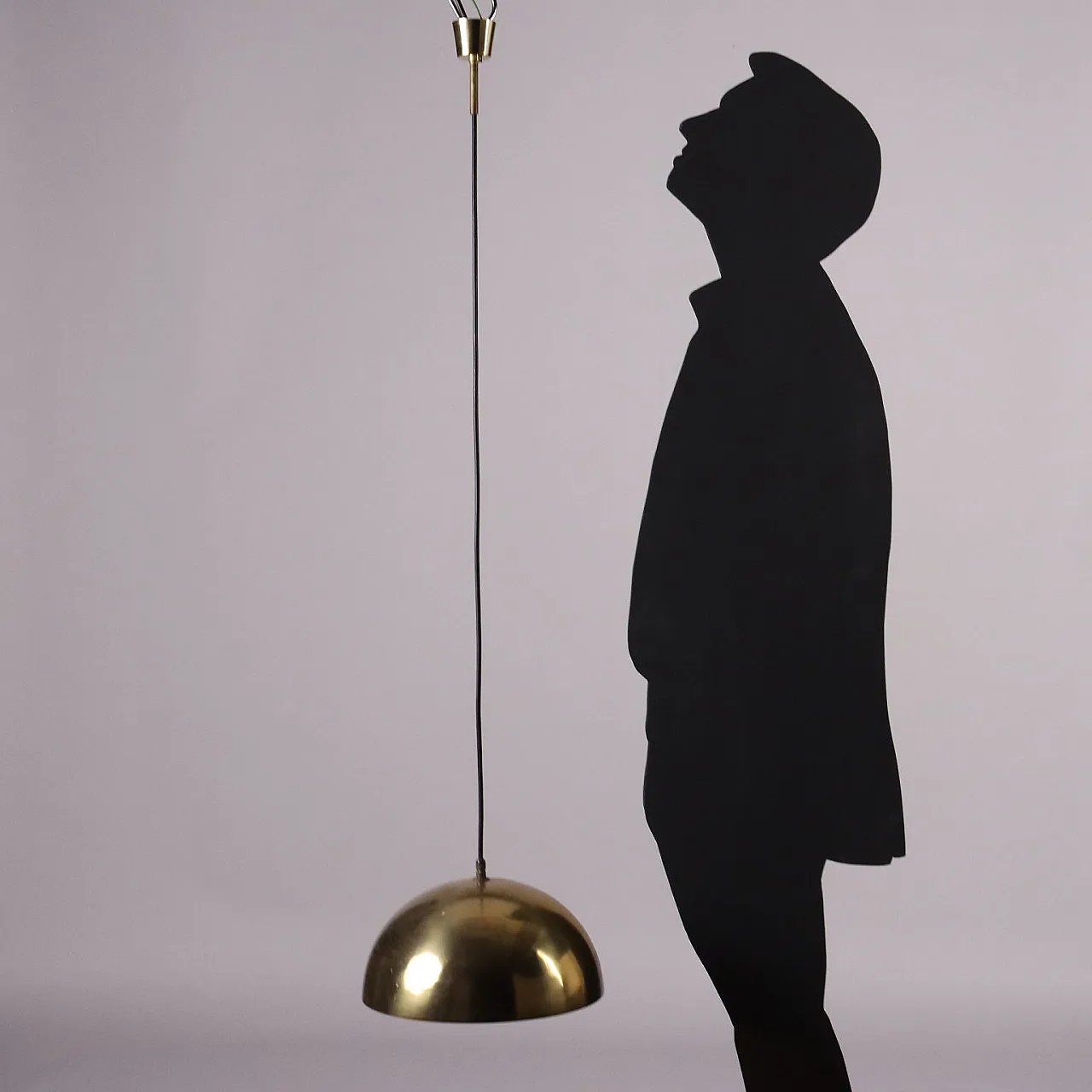 Enameled and brass-plated aluminum ceiling lamp, 1960s 2