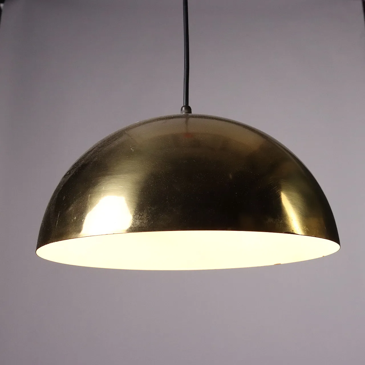 Enameled and brass-plated aluminum ceiling lamp, 1960s 3