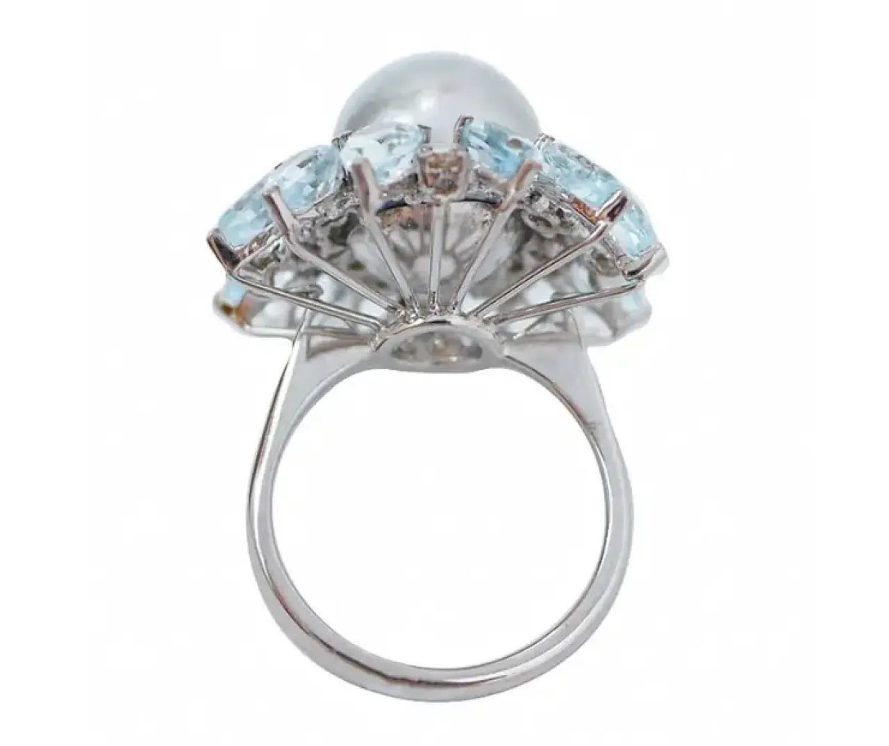 White gold ring with topazes, pearl and diamonds, 1970s 3