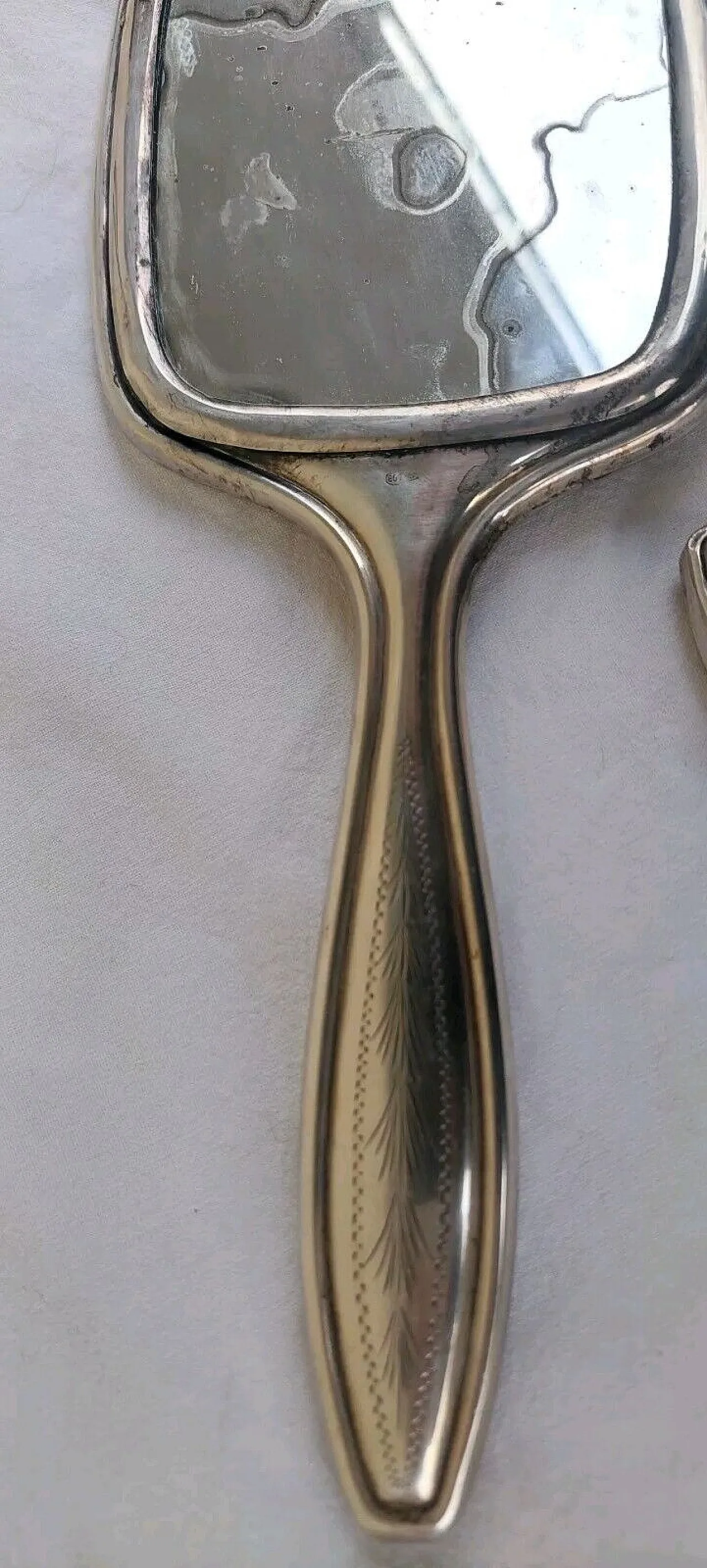 Specchio e spazzola in argento, primo '900 12