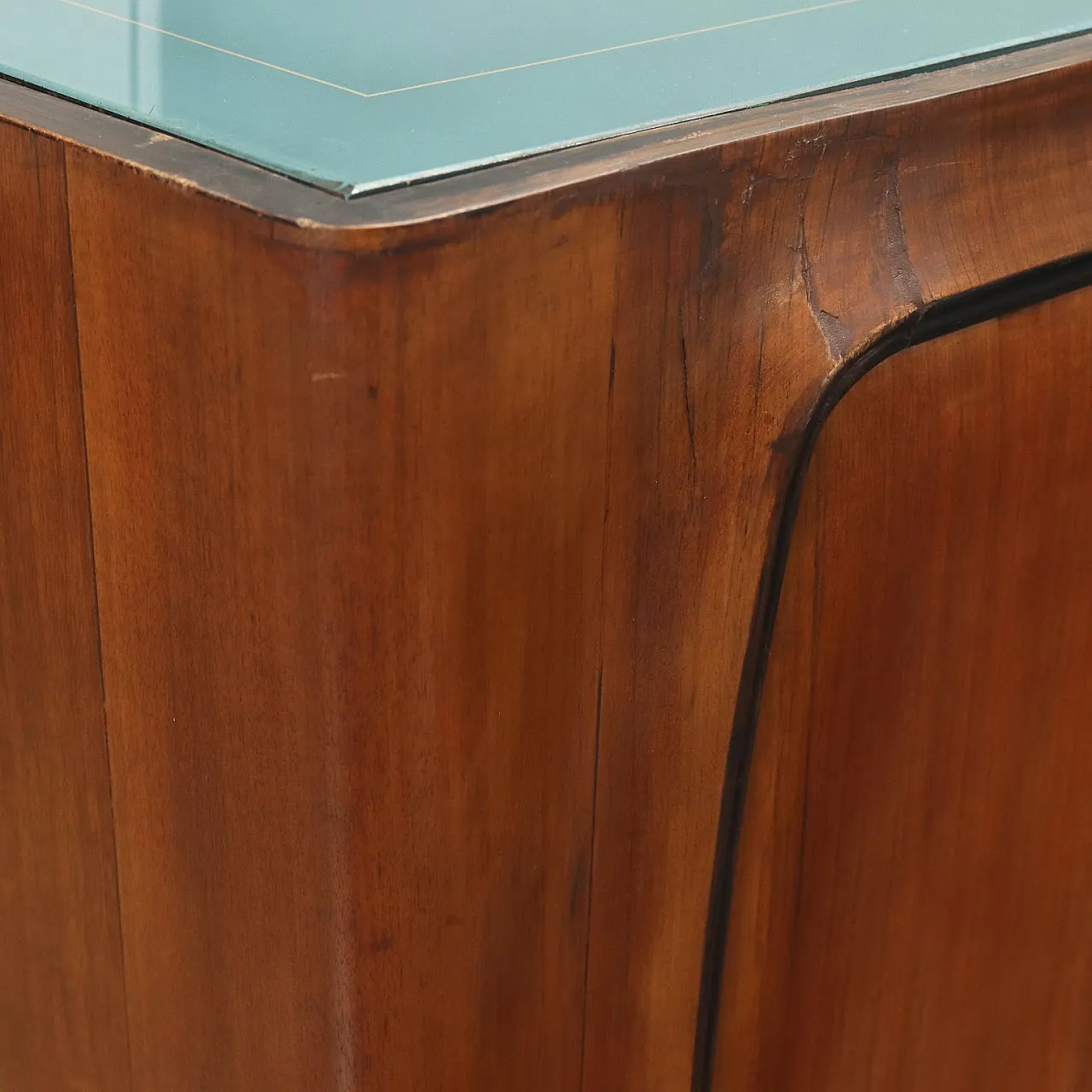 Walnut veneered wood buffet sideboard with mirror, 1950s 7