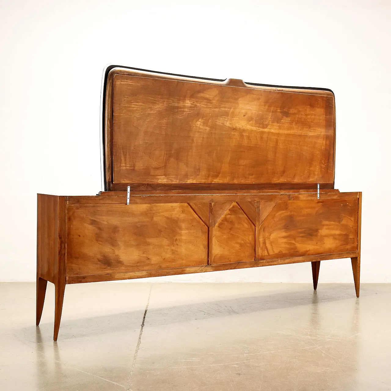 Walnut veneered wood buffet sideboard with mirror, 1950s 9