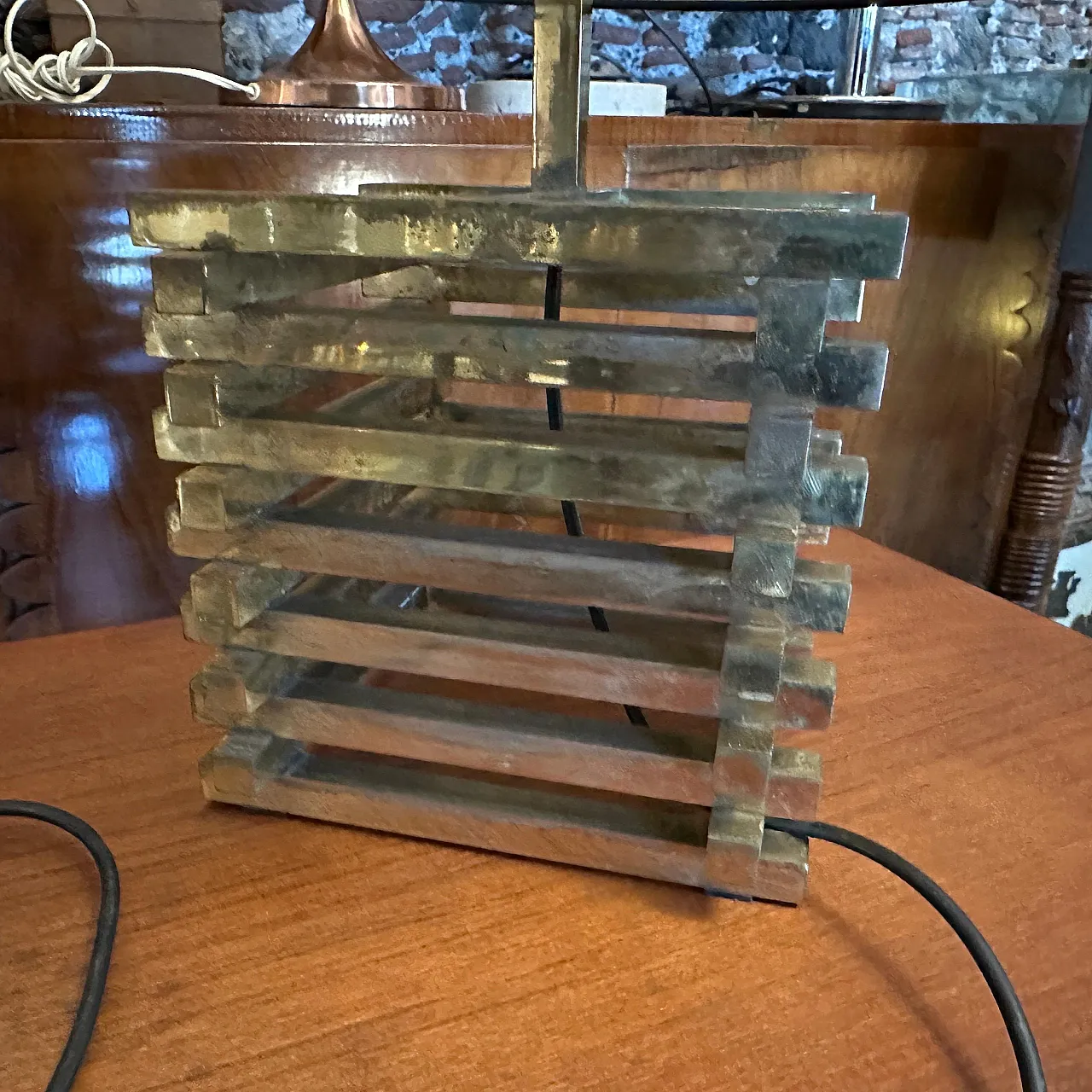 Brass table lamp by Romeo Rega, 1970s 4