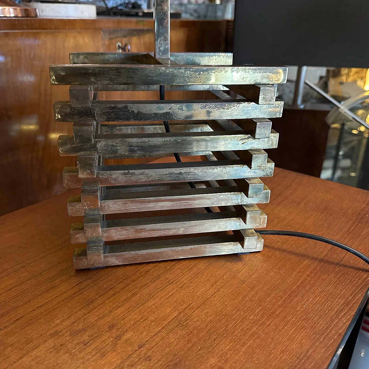 Brass table lamp by Romeo Rega, 1970s 7