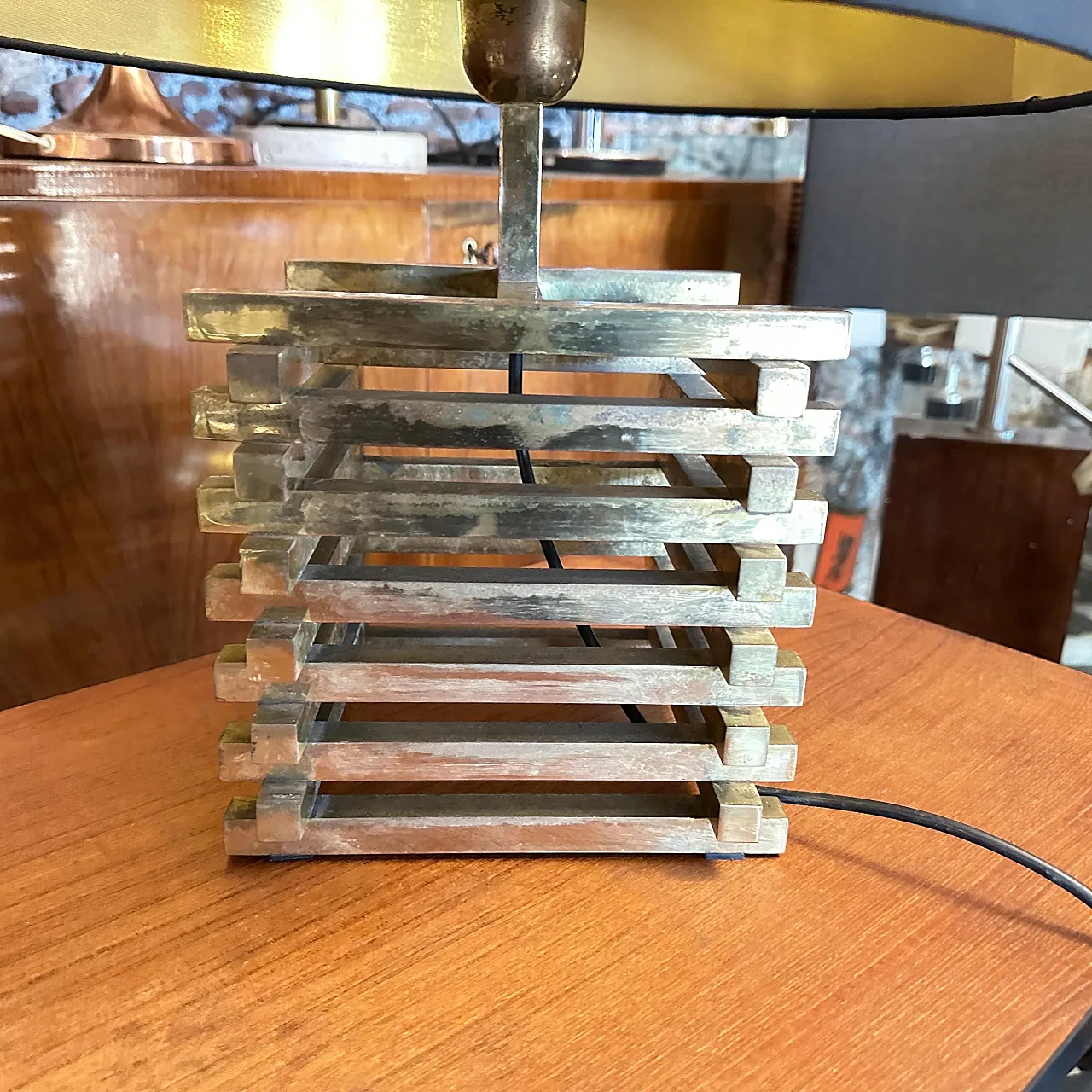 Brass table lamp by Romeo Rega, 1970s 10