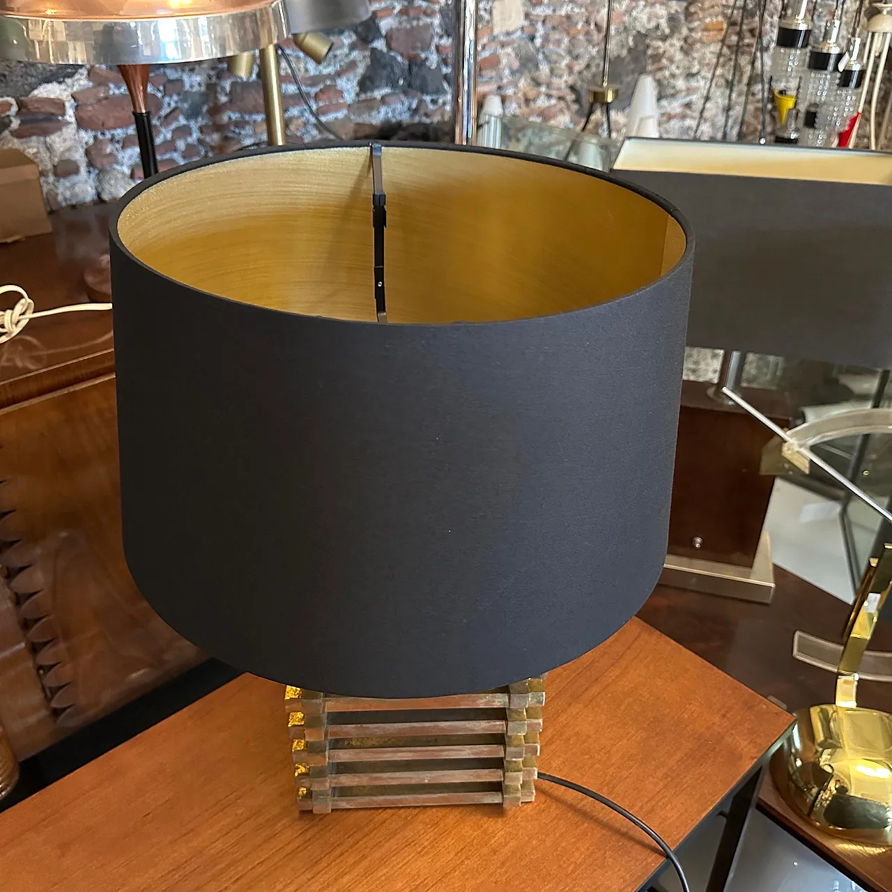 Brass table lamp by Romeo Rega, 1970s 11