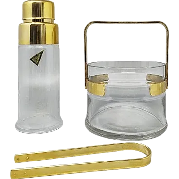 Cocktail Shaker With Ice Bucket by Dorval in Gold plate, 1970s