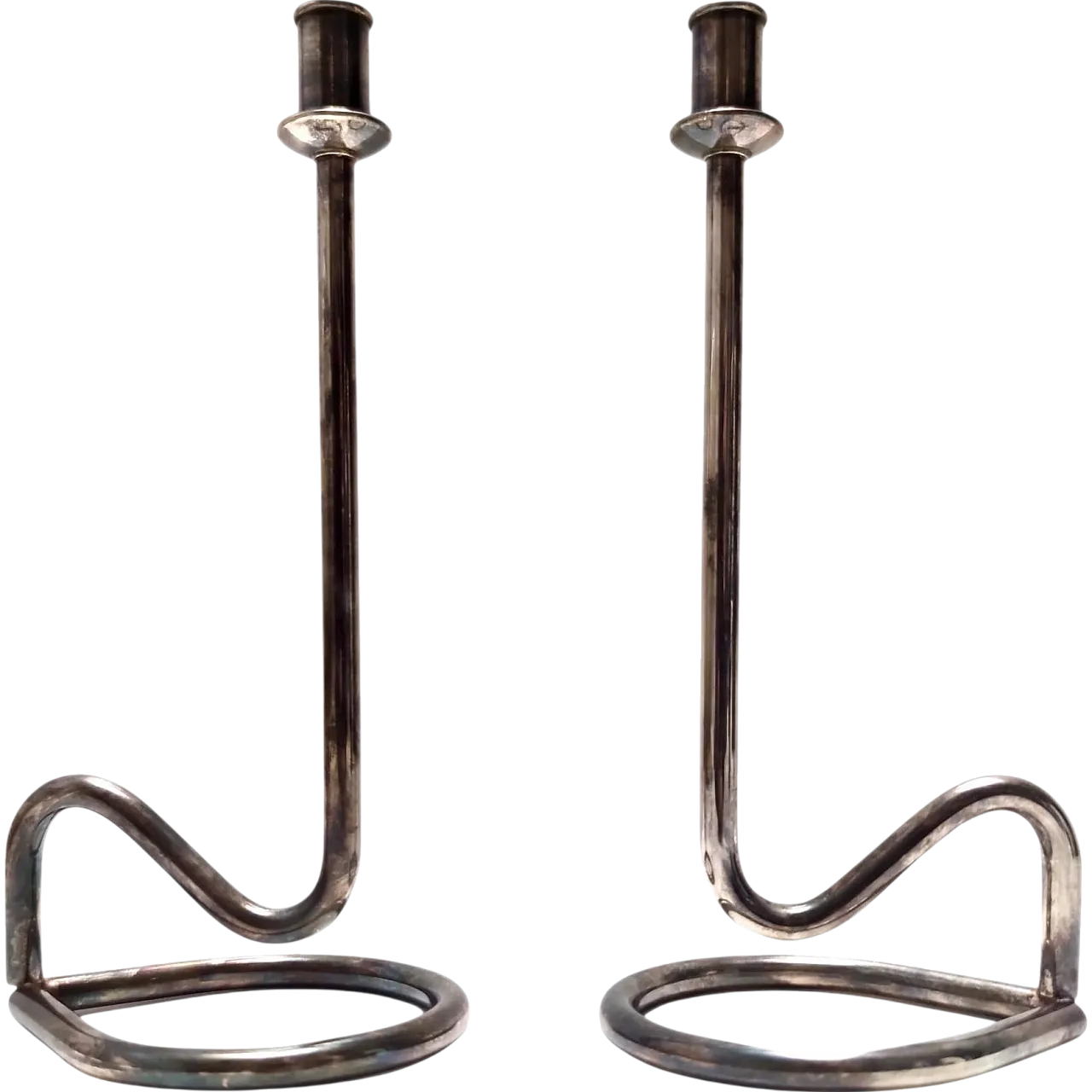 Minimalist pair candleholders in the Style of Sabattini, 90s 10