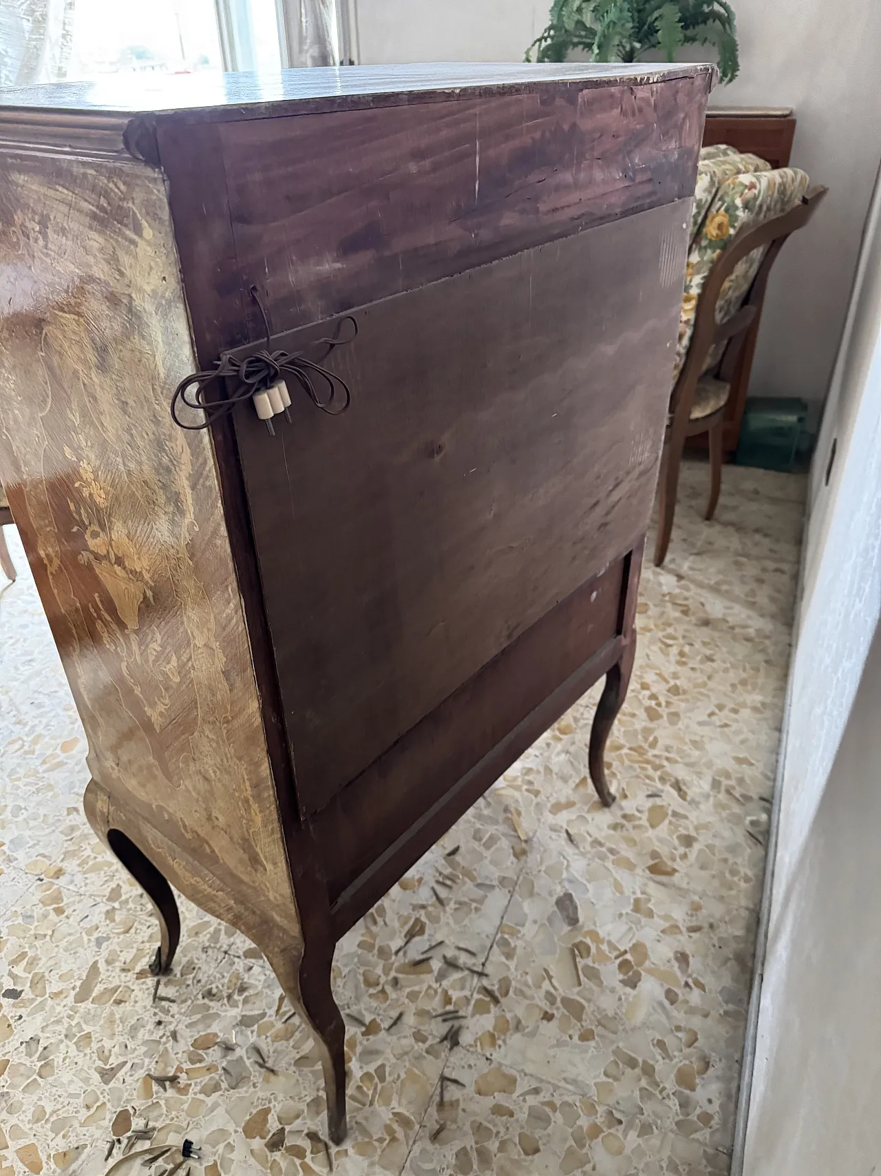 Mobile bar antico in legno con ribalta, primo '900 2