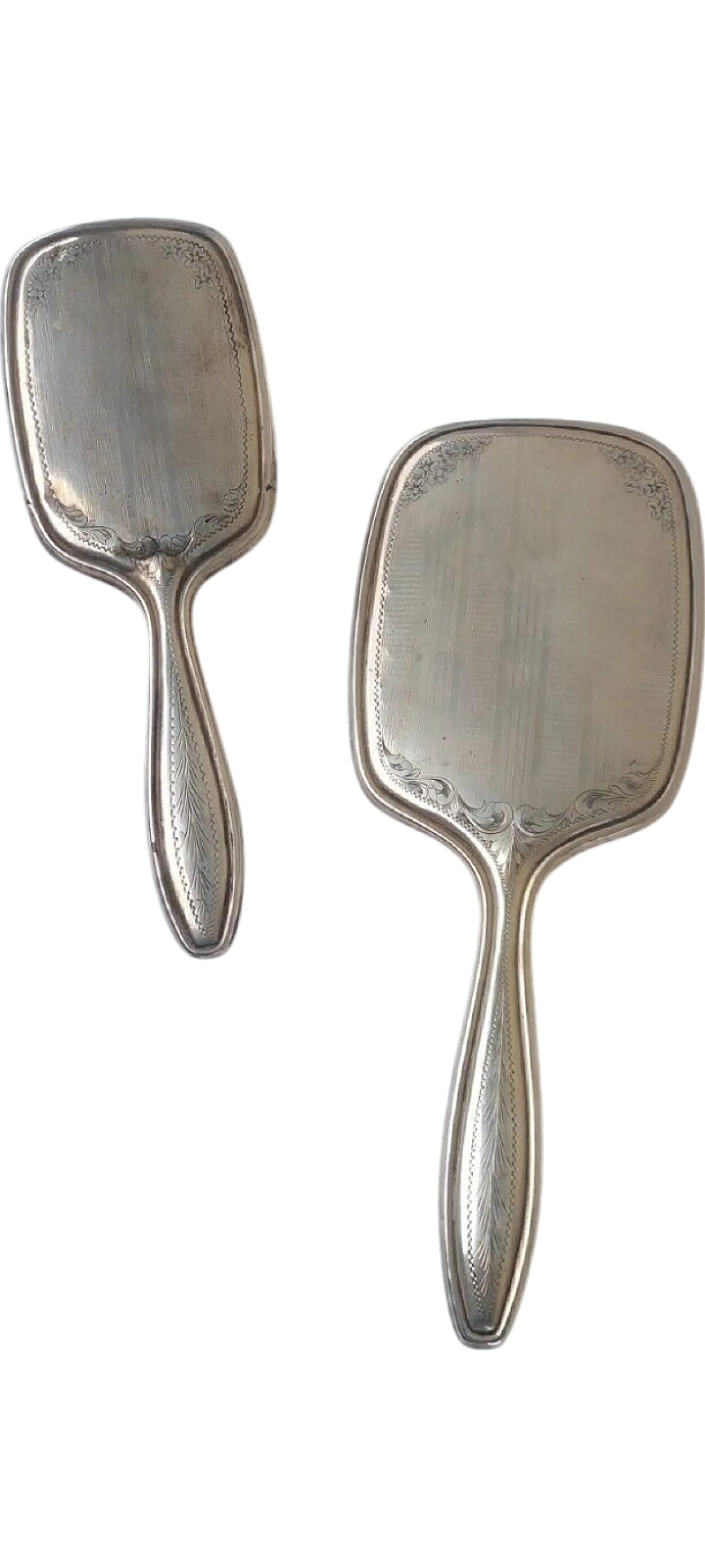 Specchio e spazzola in argento, primo '900 15