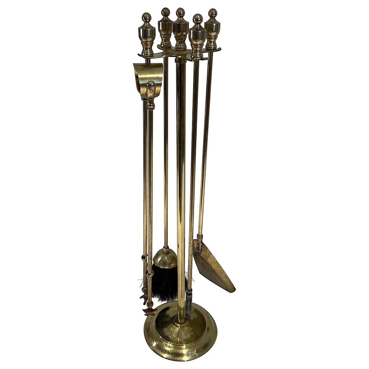 Neoclassical style brass fireplace instruments, 1970s 1