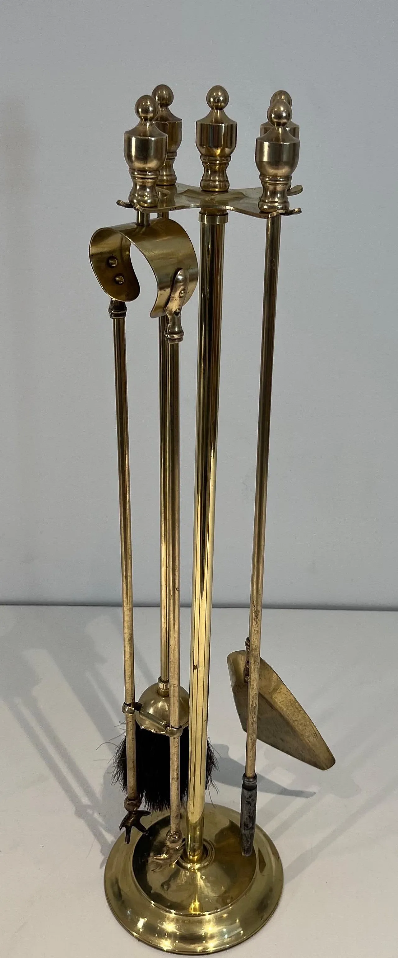 Neoclassical style brass fireplace instruments, 1970s 2