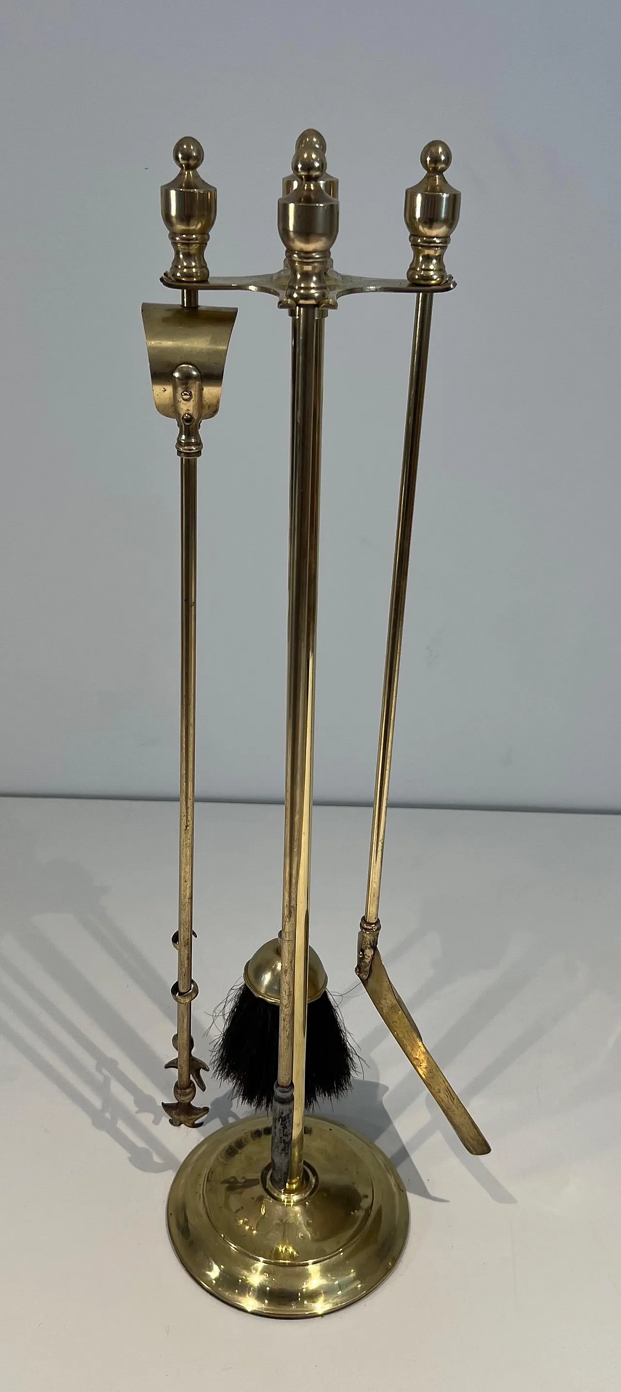 Neoclassical style brass fireplace instruments, 1970s 3