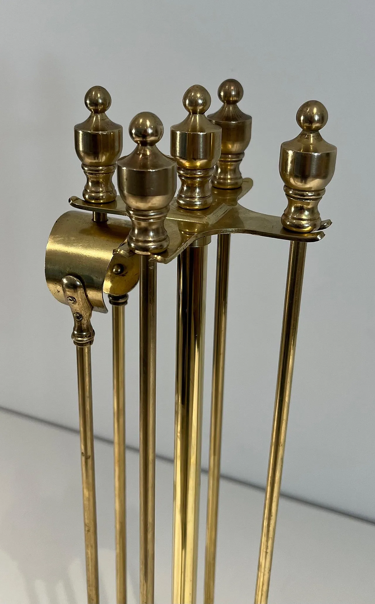 Neoclassical style brass fireplace instruments, 1970s 4
