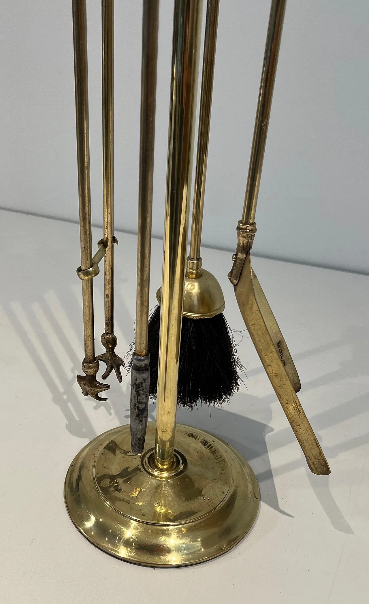 Neoclassical style brass fireplace instruments, 1970s 5