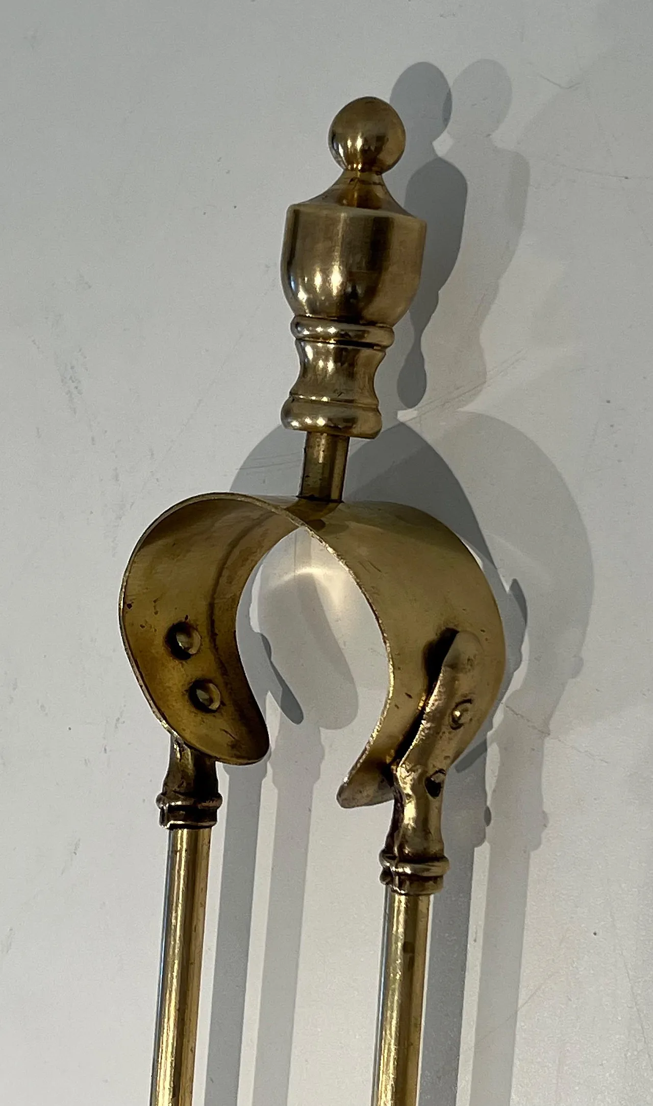 Neoclassical style brass fireplace instruments, 1970s 11