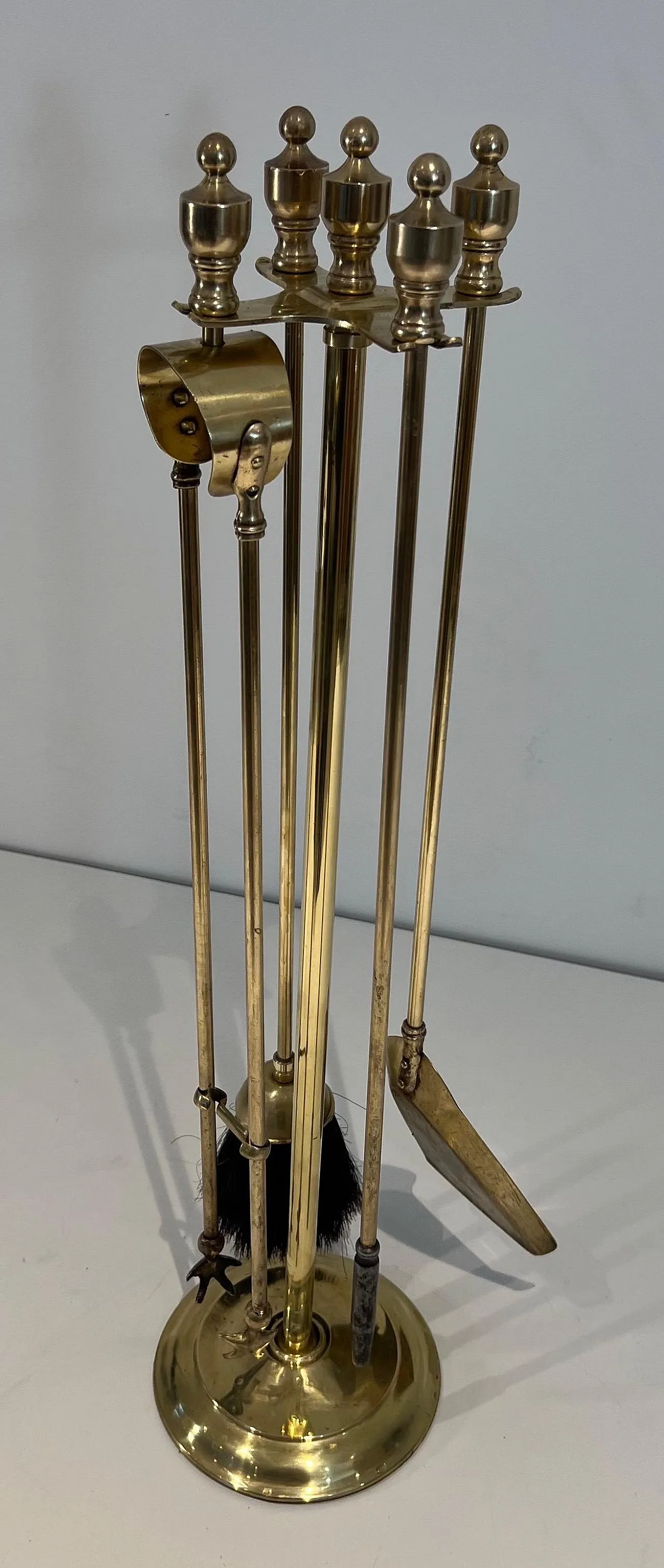 Neoclassical style brass fireplace instruments, 1970s 12