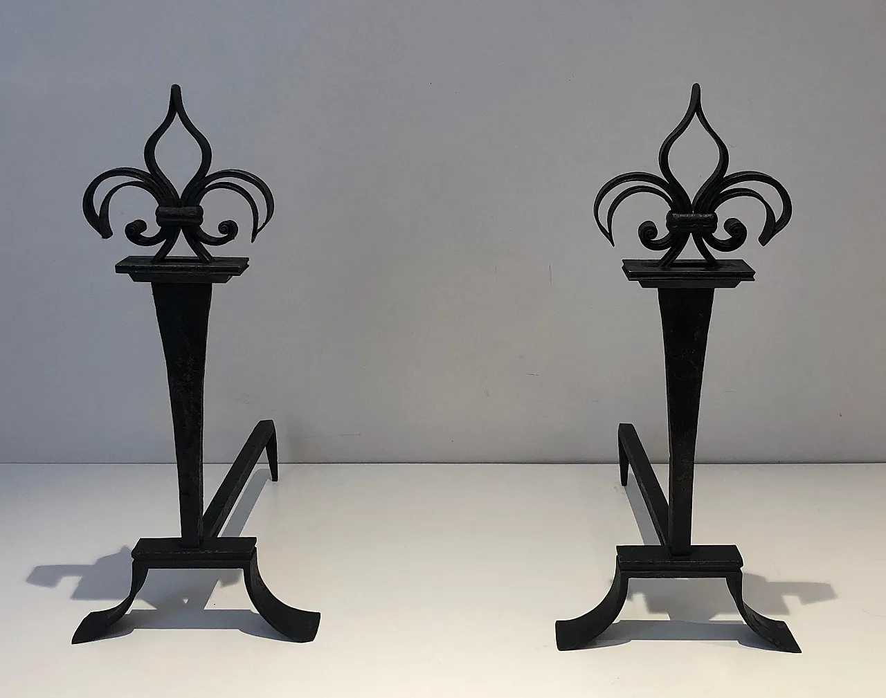 Pair of wrought iron hallways with lily flower, 1950s 2