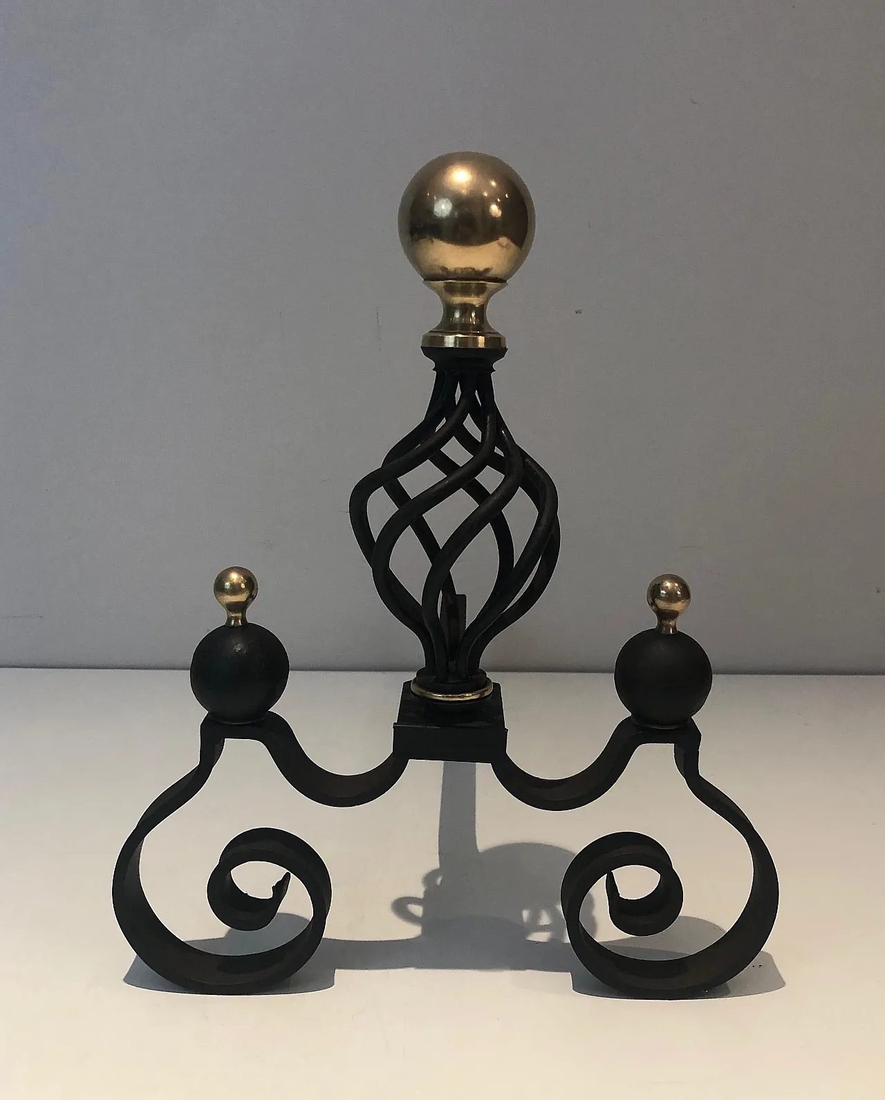 Pair of wrought iron and brass hallways, 1970s 8