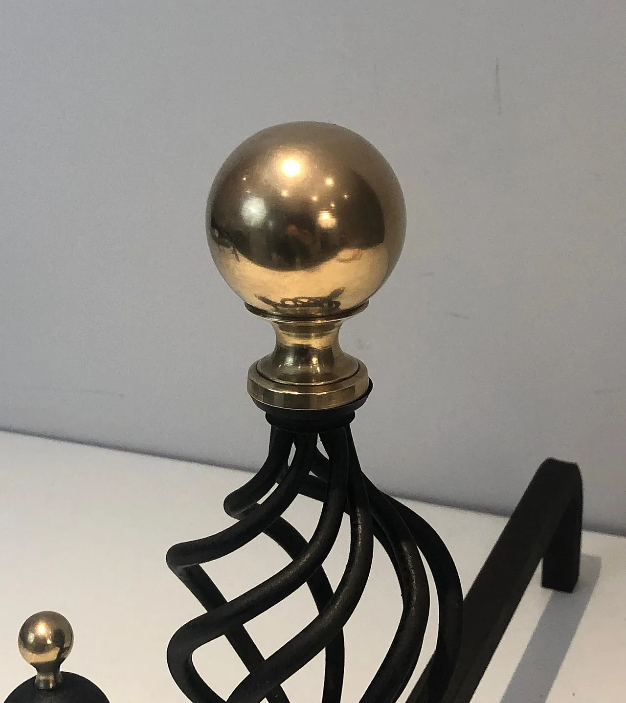 Pair of wrought iron and brass hallways, 1970s 15