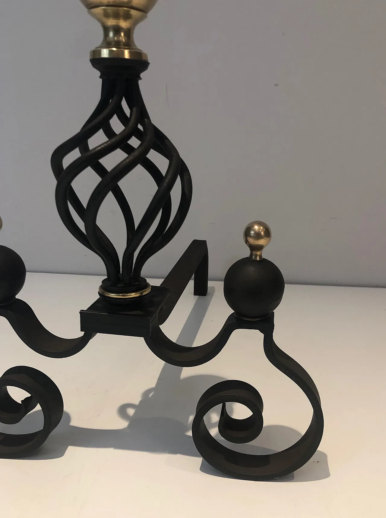 Pair of wrought iron and brass hallways, 1970s 16