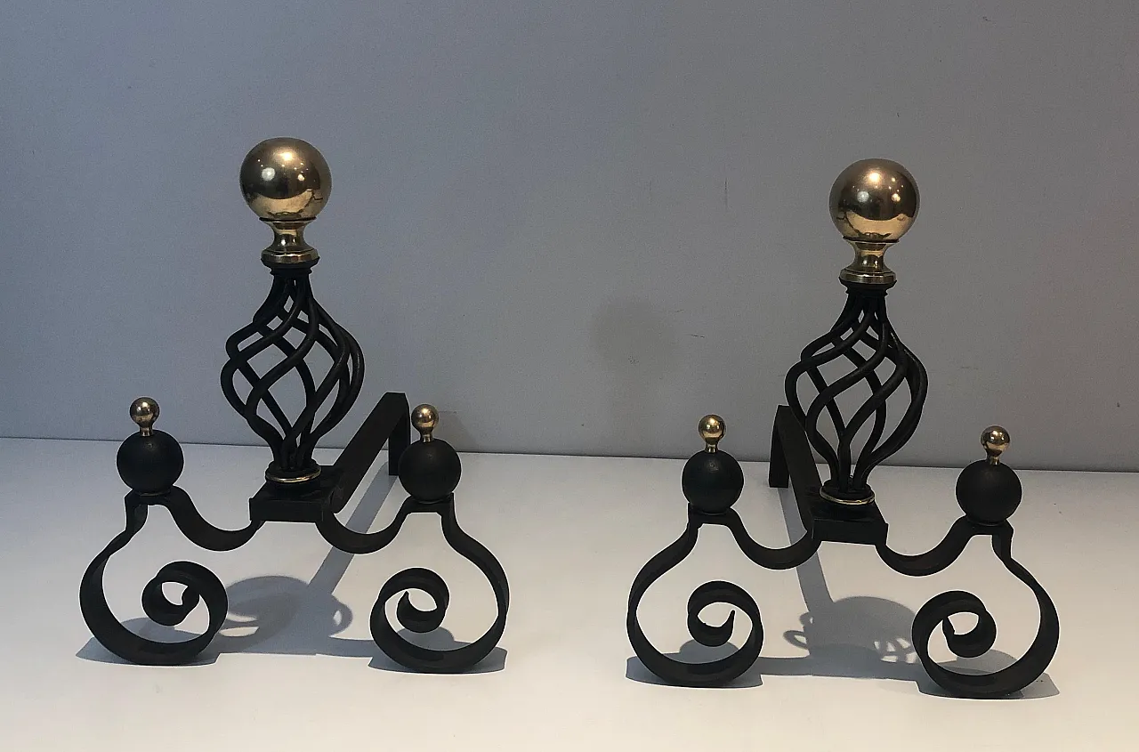 Pair of wrought iron and brass hallways, 1970s 19