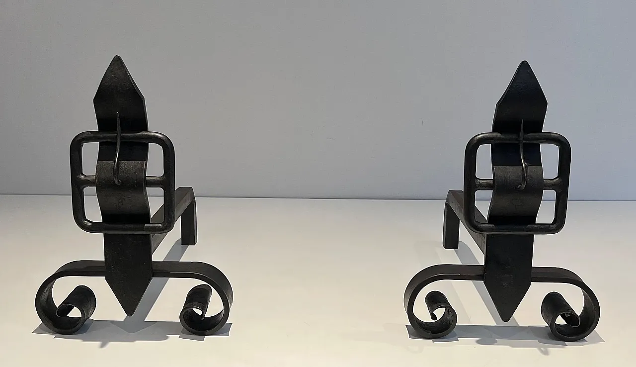 Pair of modernist cast iron and wrought iron hallways, 1950s 2