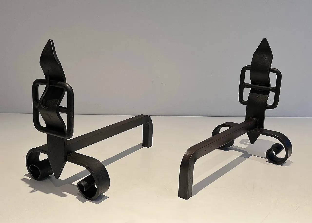 Pair of modernist cast iron and wrought iron hallways, 1950s 4