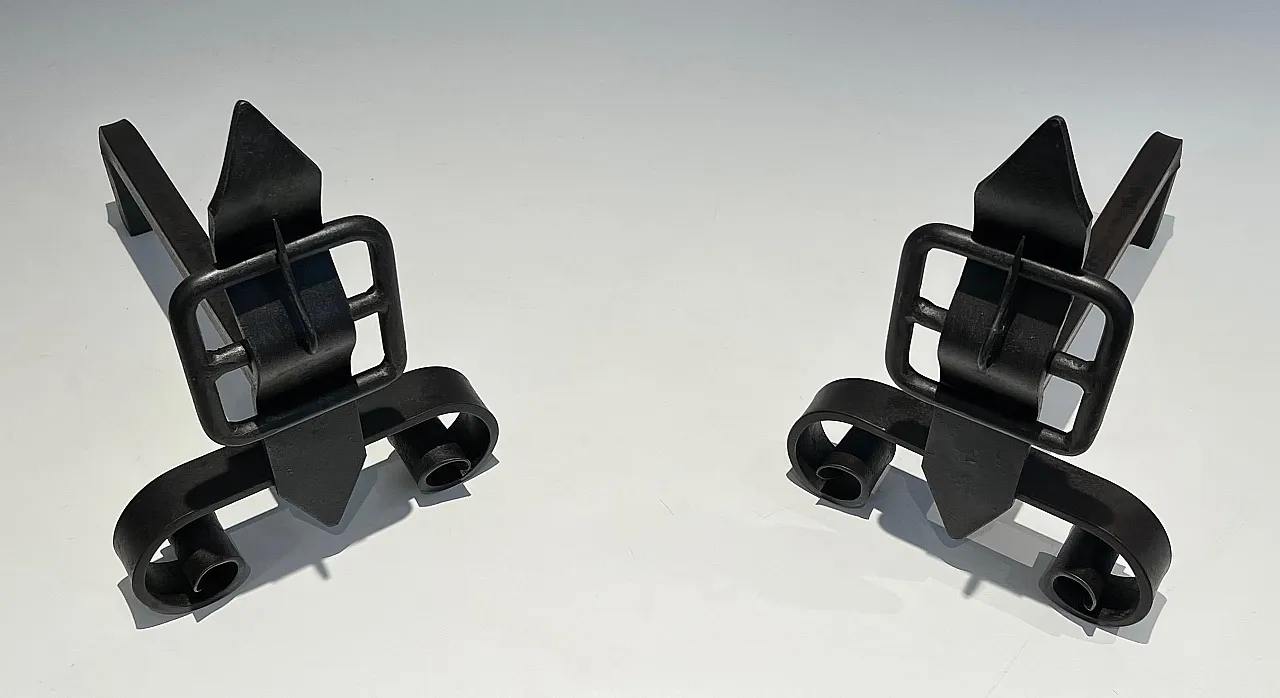 Pair of modernist cast iron and wrought iron hallways, 1950s 6