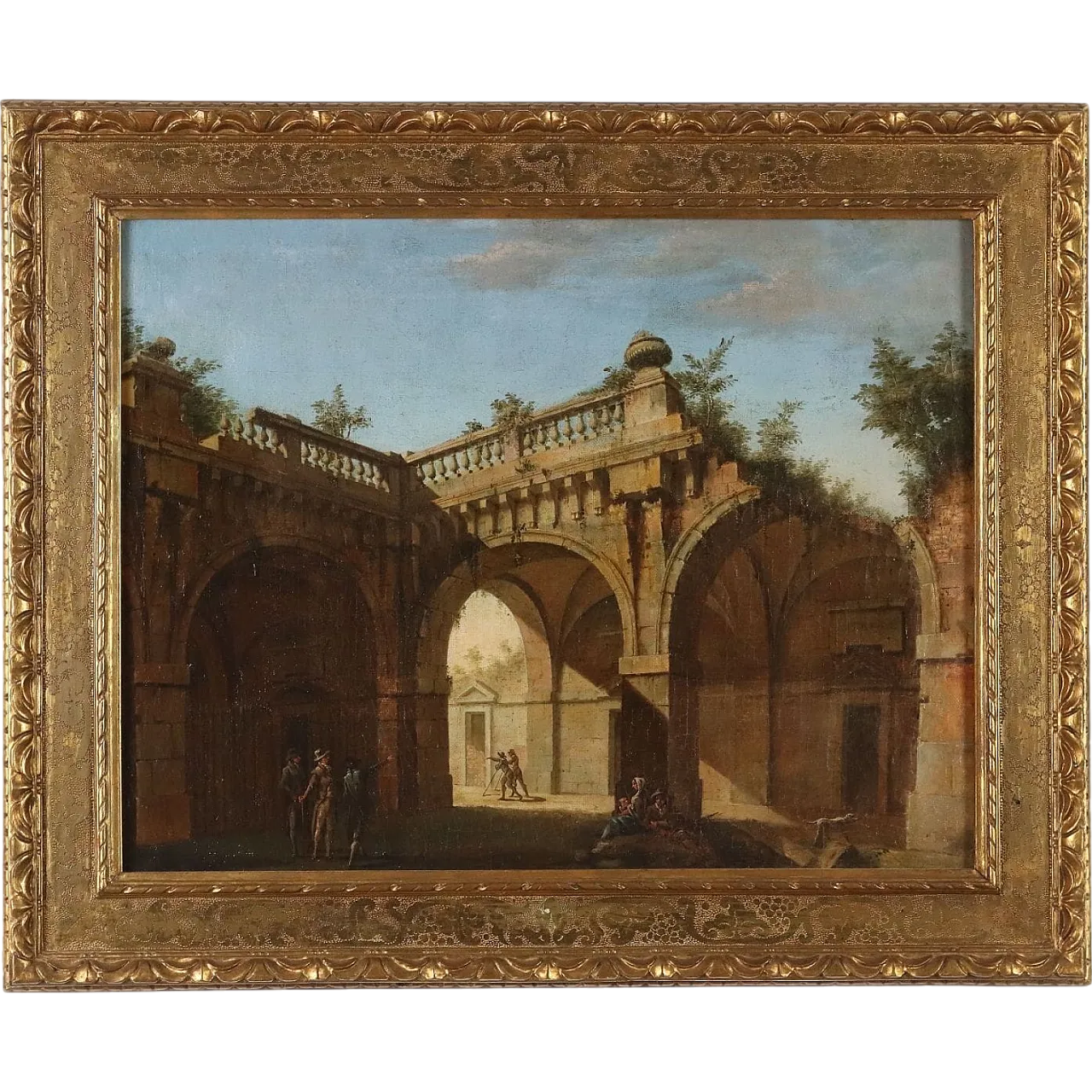 Architectural Capriccio with Figures, oil on canvas, late 18th century 11
