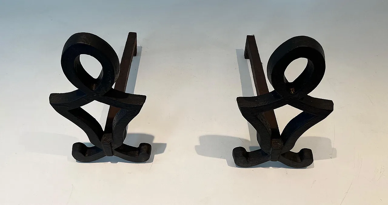 Pair of cast iron and wrought iron hallways by Raymond Subes, 1940s 3