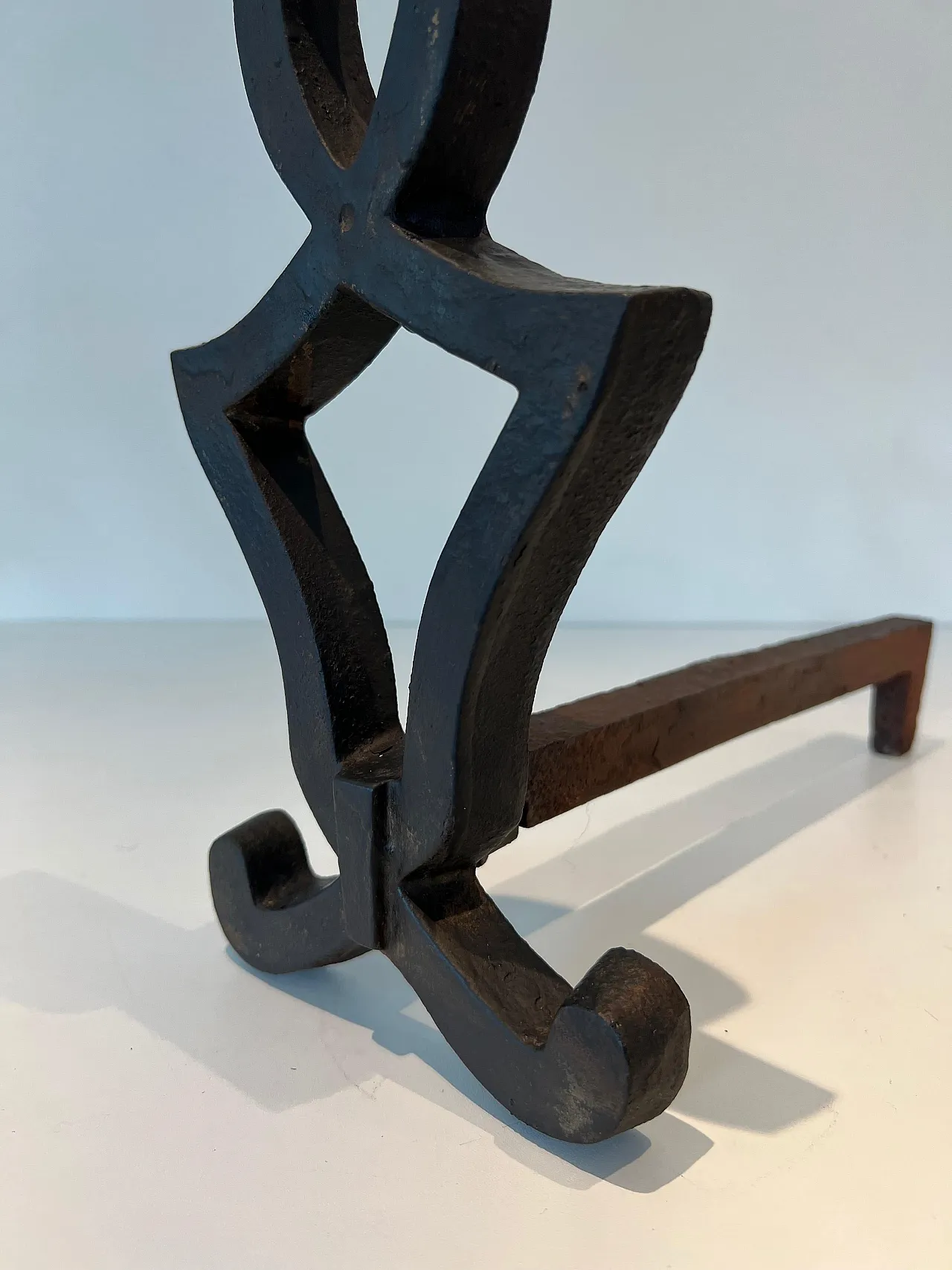 Pair of cast iron and wrought iron hallways by Raymond Subes, 1940s 11